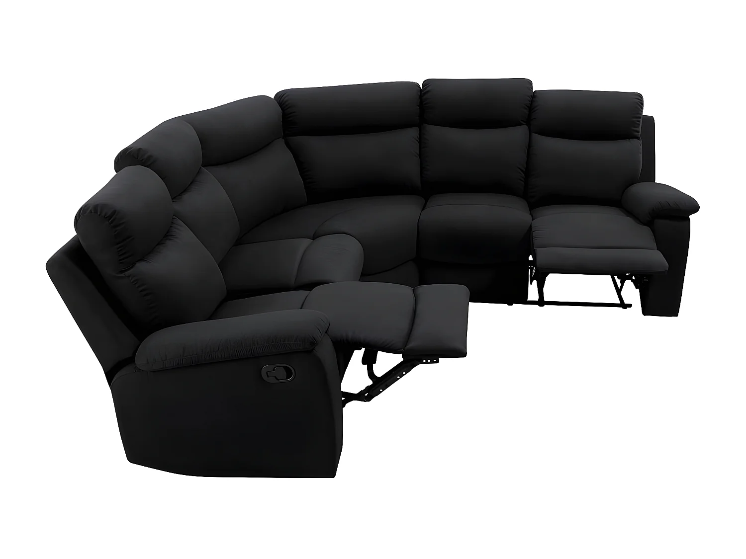 Canapé d'angle de Relaxation Oscar 5 places en Microfibre - Noir - L238 x P238 x H99cm - Loungitude