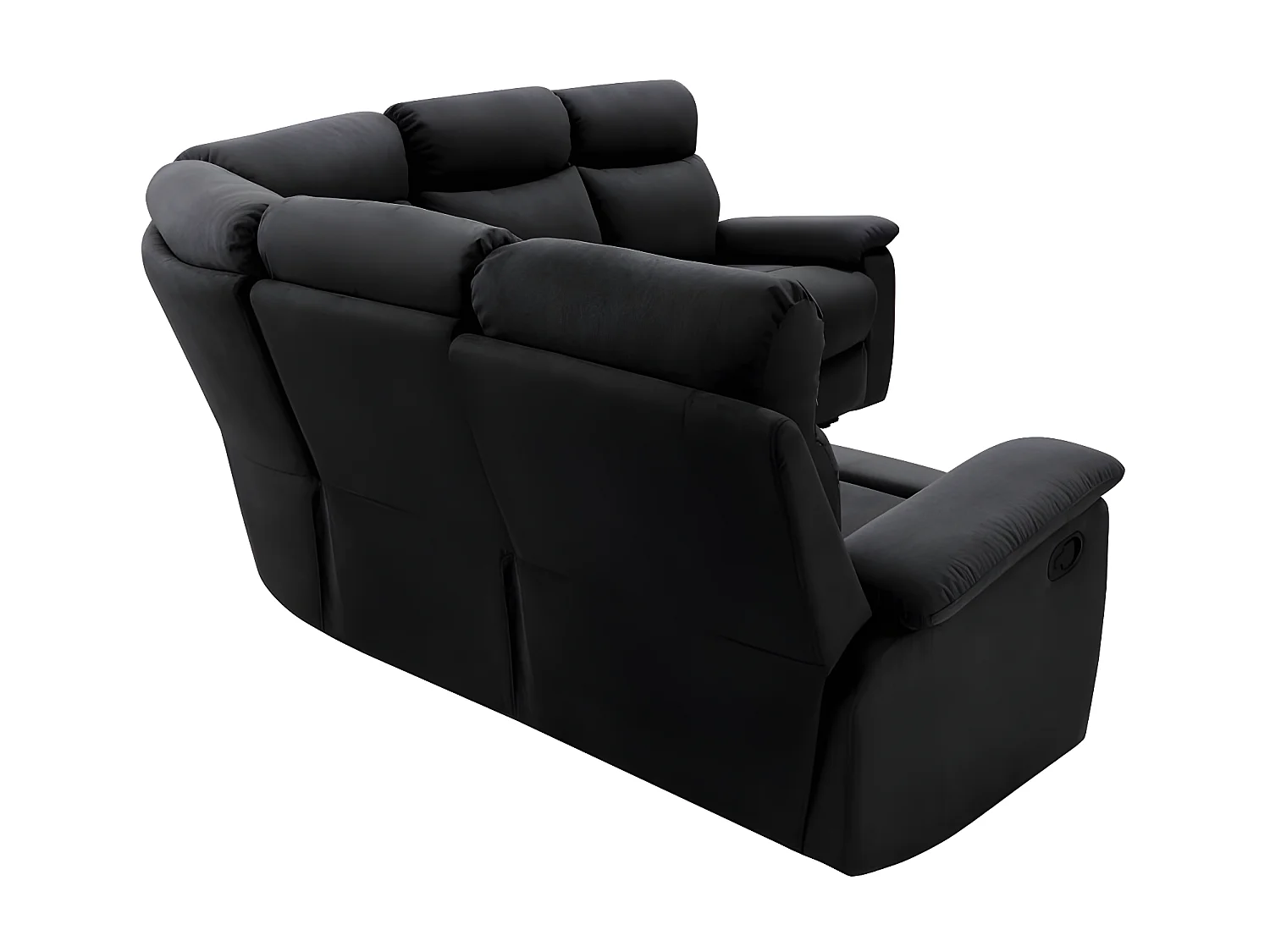Canapé d'angle de Relaxation Oscar 5 places en Microfibre - Noir - L238 x P238 x H99cm - Loungitude