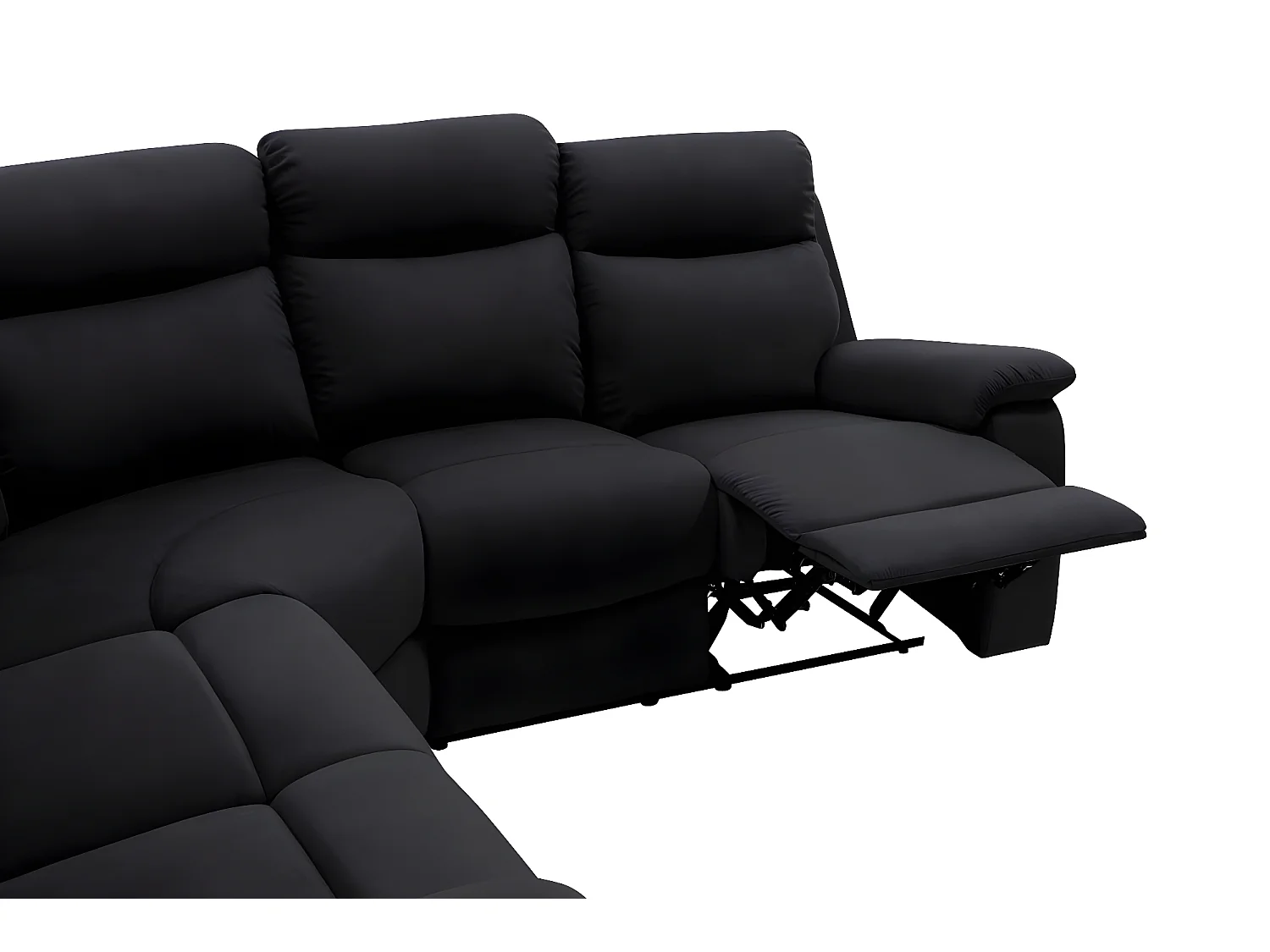 Canapé d'angle de Relaxation Oscar 5 places en Microfibre - Noir - L238 x P238 x H99cm - Loungitude