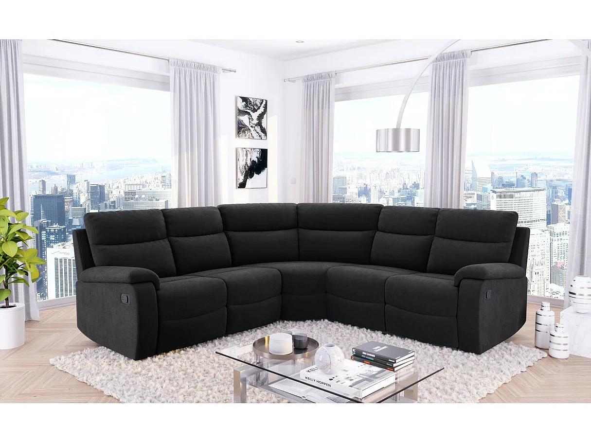 Canapé d'angle relax 5 places en microfibre noir
