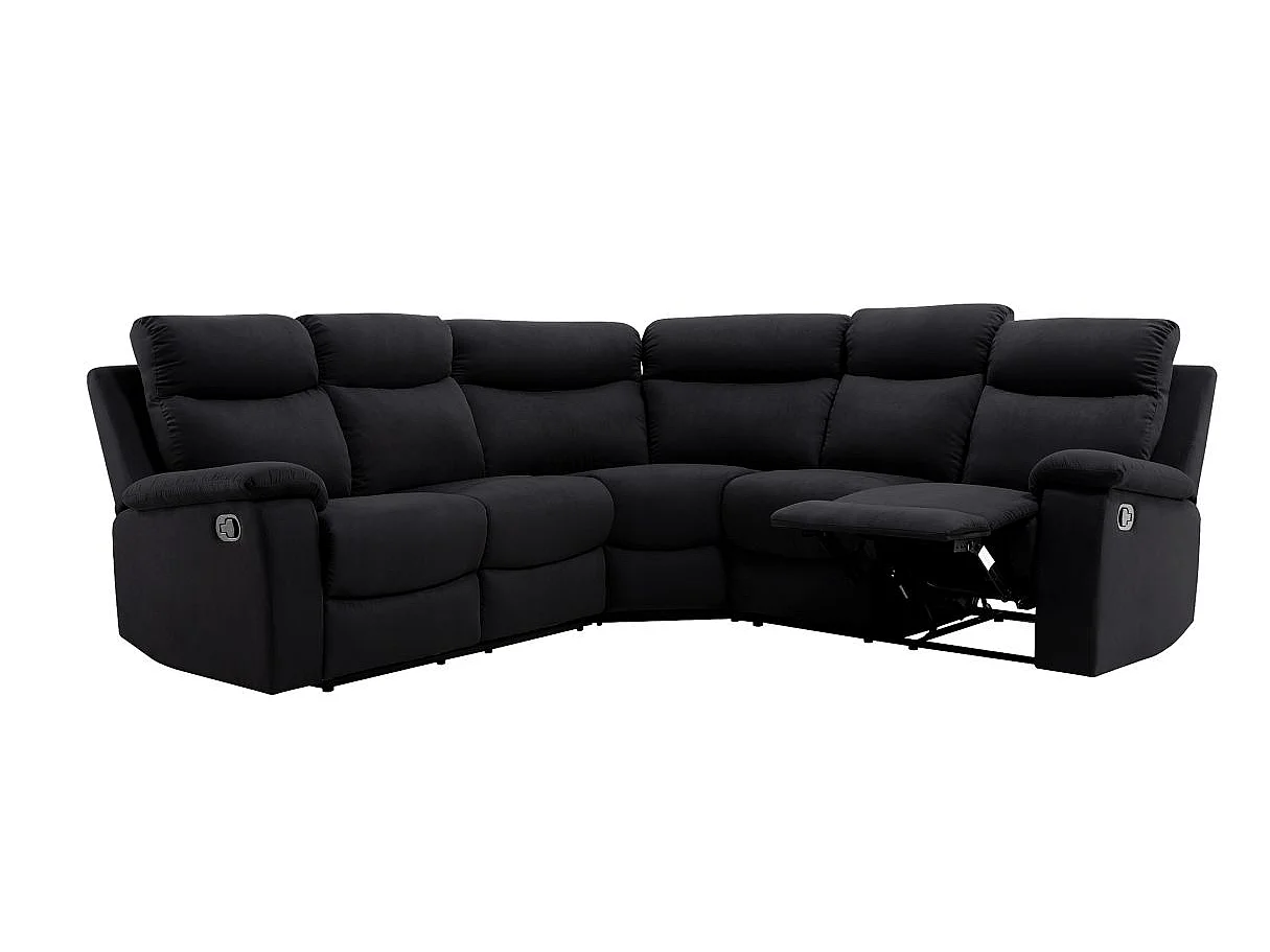 Canapé d'angle relax 5 places en microfibre noir
