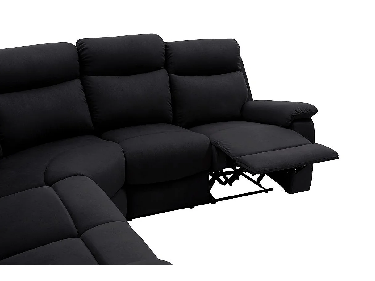 Canapé d'angle relax 5 places en microfibre noir