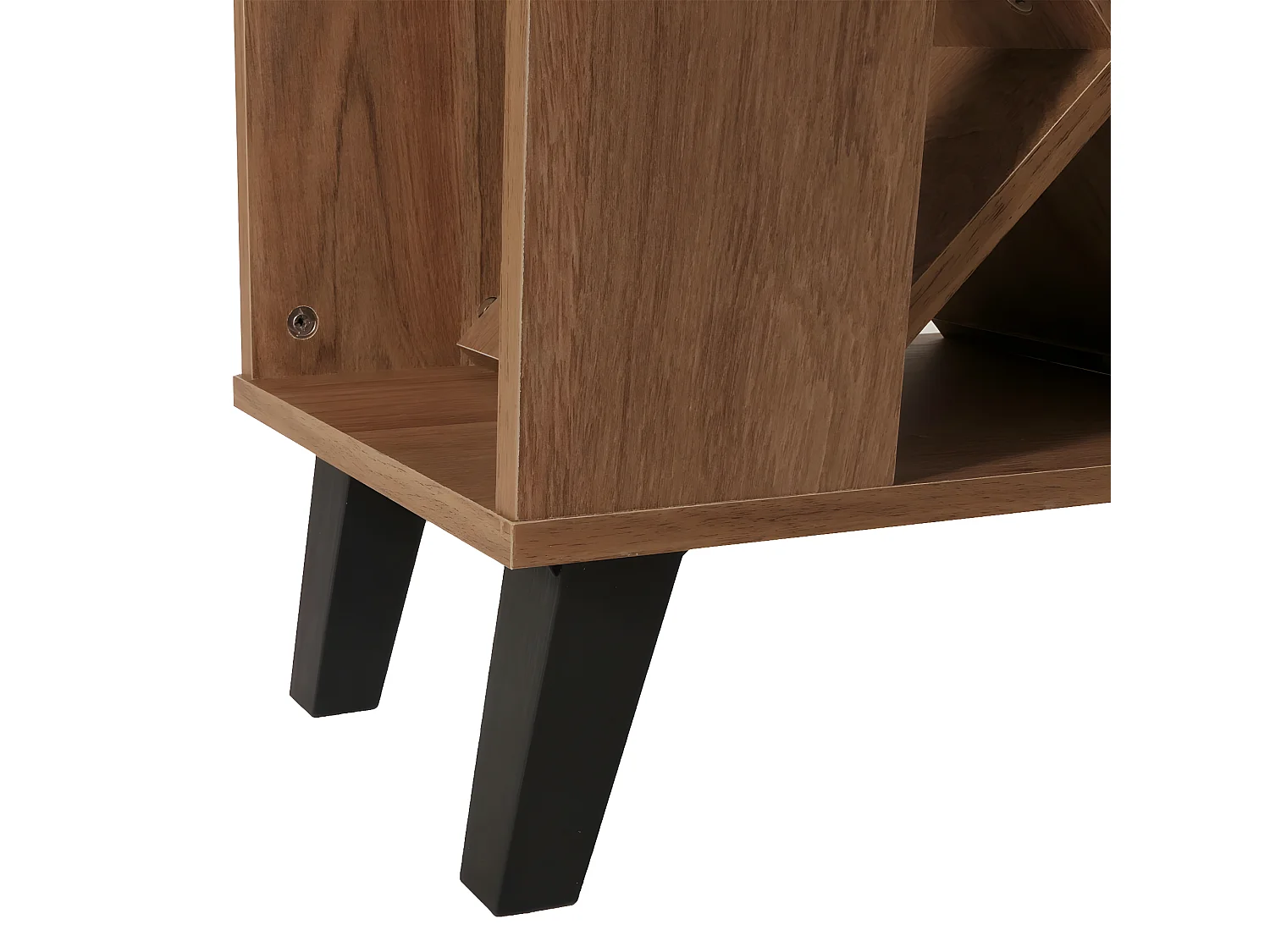Tavolo alto da bar con cantinetta portabottiglie MCW-M45 93x120x98cm legno effetto 3D marrone