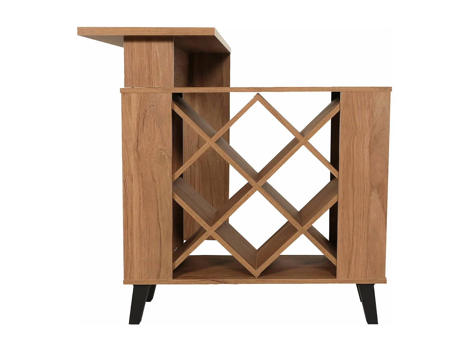 Tavolo alto da bar con cantinetta portabottiglie MCW-M45 93x120x98cm legno effetto 3D marrone