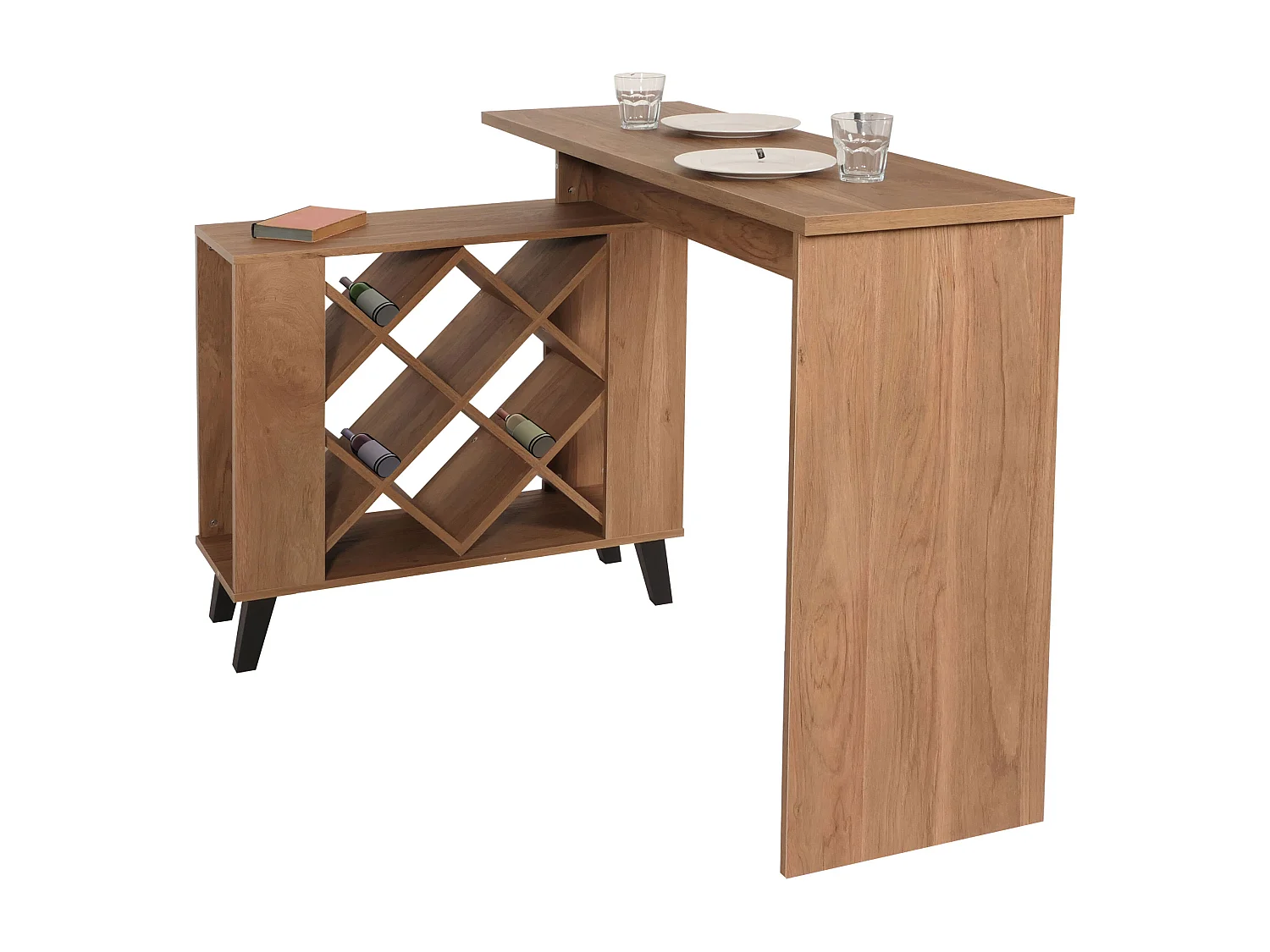 Bartisch MCW-M45, Stehtisch Thekentisch Weinregal Weinschrank, Staufächer 93x120x98cm, braun