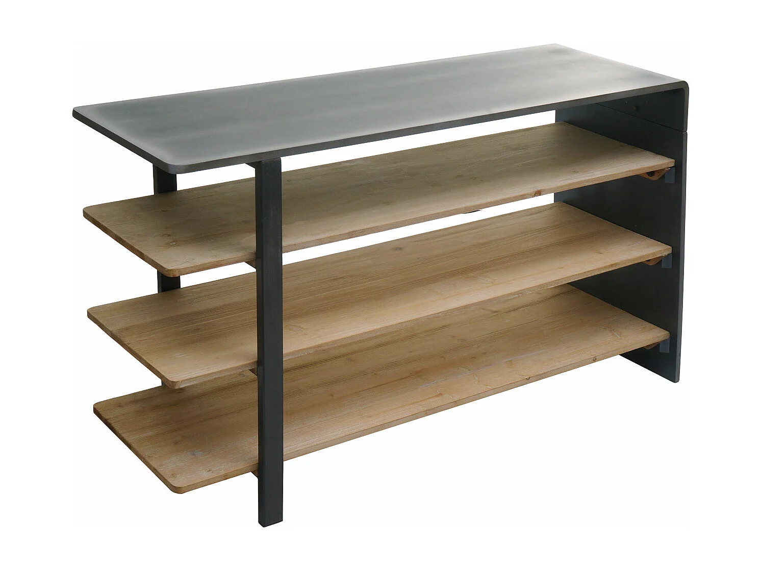 Scaffale libreria scarpiera 4 ripiani da interno MCW-L75 72x119x40cm ferro legno chiaro e nero