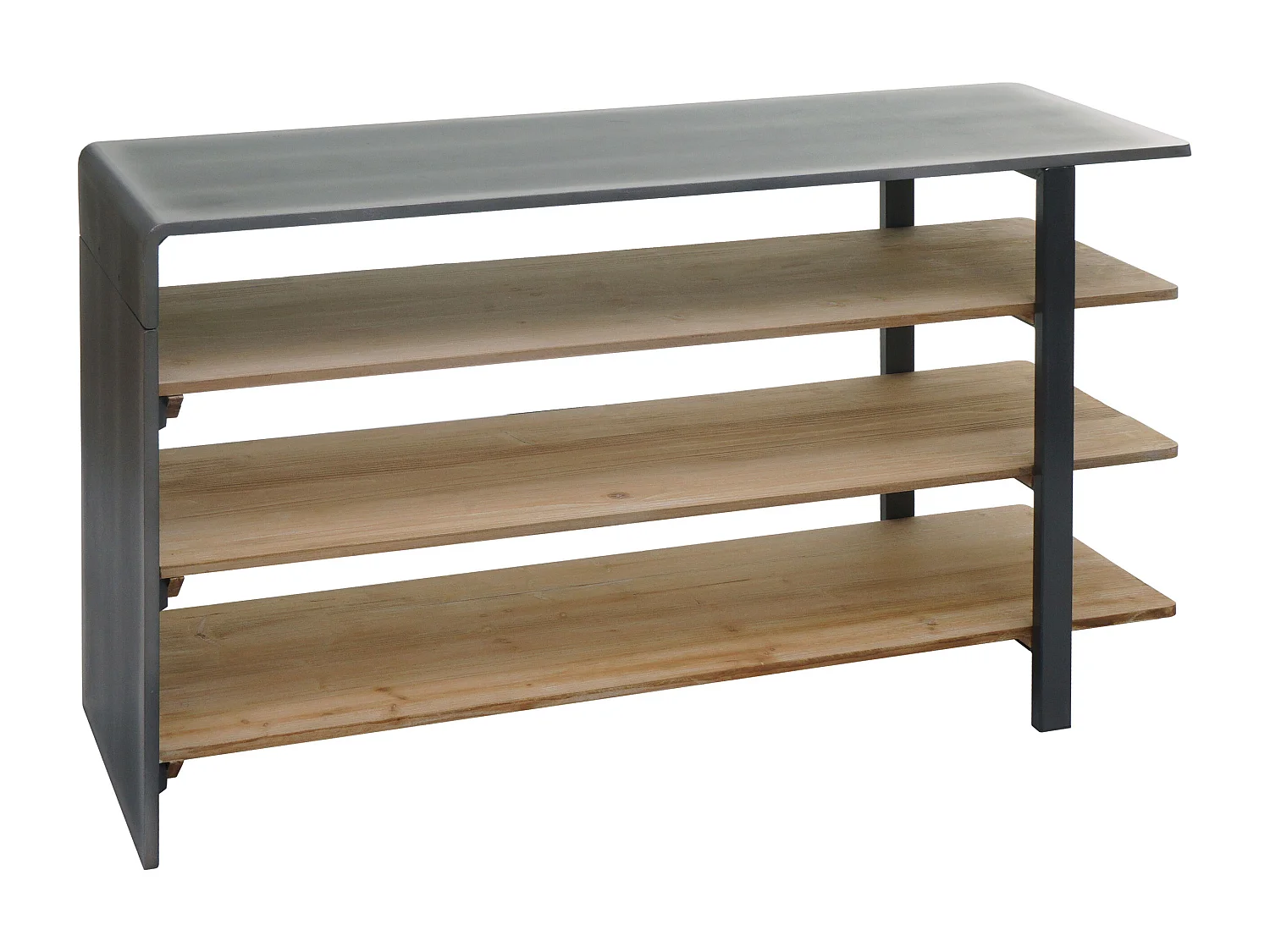 Regal MCW-L75, Wohnregal Bücherregal Schuhregal Sideboard, Massiv-Holz Industrial 72x119x40cm MVG natur mit Metall-Optik