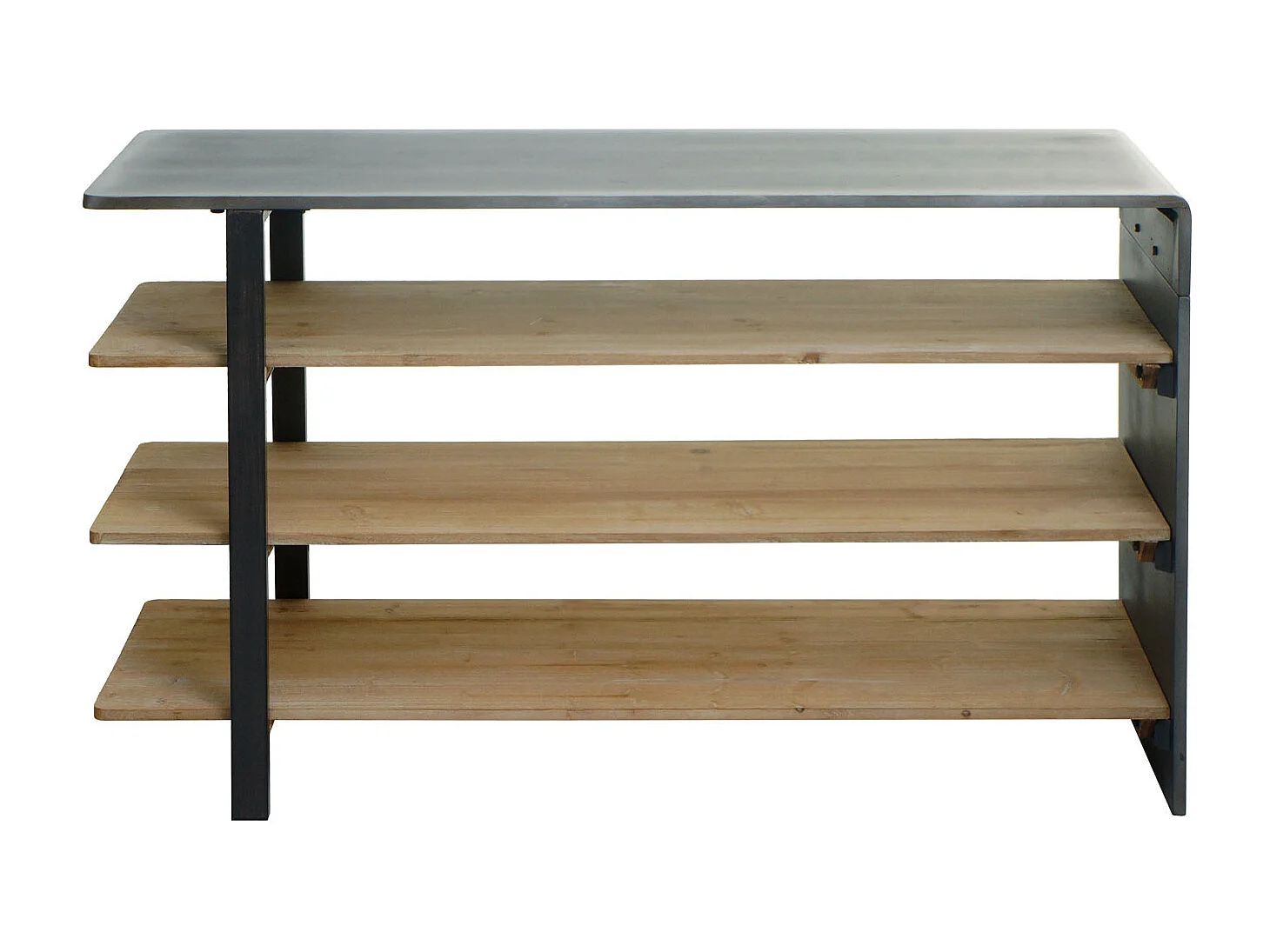Regal MCW-L75, Wohnregal Bücherregal Schuhregal Sideboard, Massiv-Holz Industrial 72x119x40cm MVG natur mit Metall-Optik