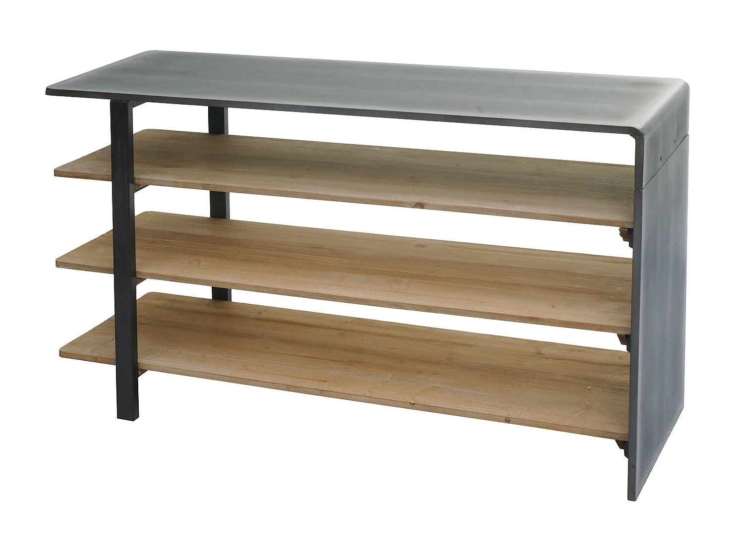 Regal MCW-L75, Wohnregal Bücherregal Schuhregal Sideboard, Massiv-Holz Industrial 72x119x40cm MVG natur mit Metall-Optik