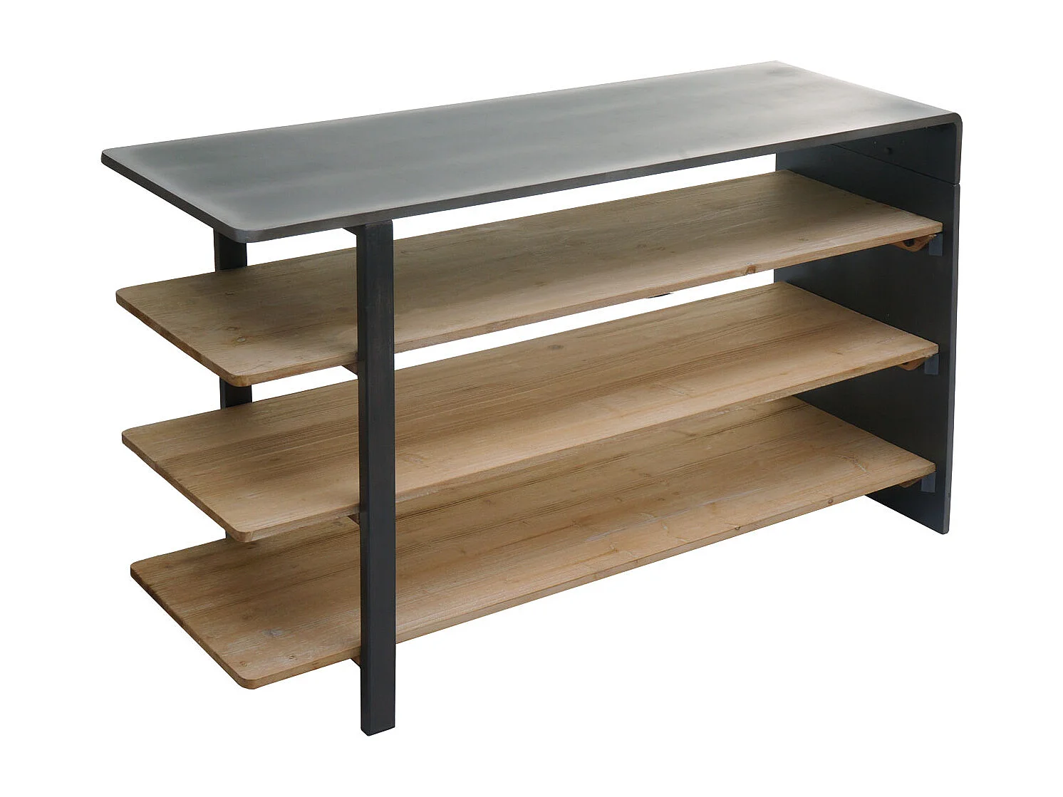 Regal MCW-L75, Wohnregal Bücherregal Schuhregal Sideboard, Massiv-Holz Industrial 72x119x40cm MVG natur mit Metall-Optik
