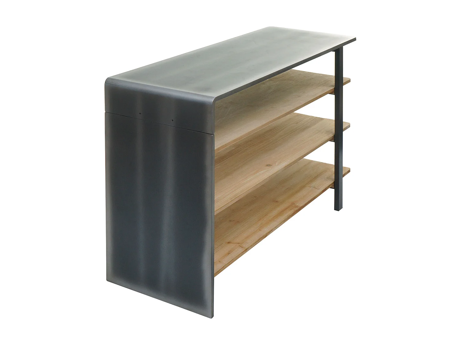 Regal MCW-L75, Wohnregal Bücherregal Schuhregal Sideboard, Massiv-Holz Industrial 72x119x40cm MVG natur mit Metall-Optik