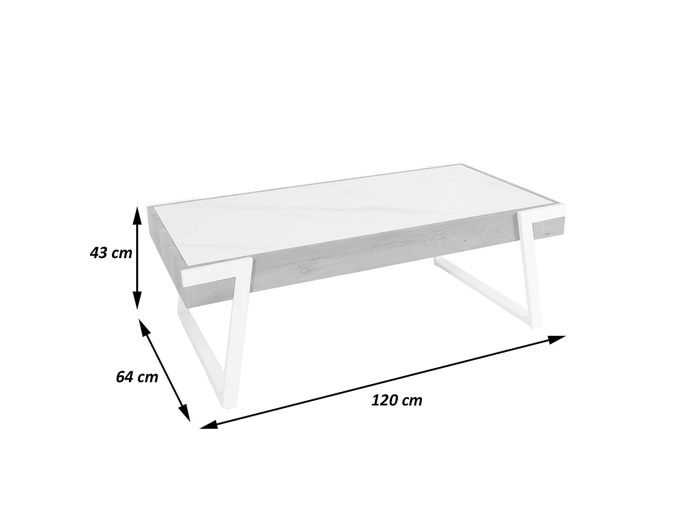 Couchtisch MCW-L89, Sofatisch Wohnzimmertisch, Eisen 43x120x64cm Sinterstein Marmor-Optik schwarz Holz dunkelbraun