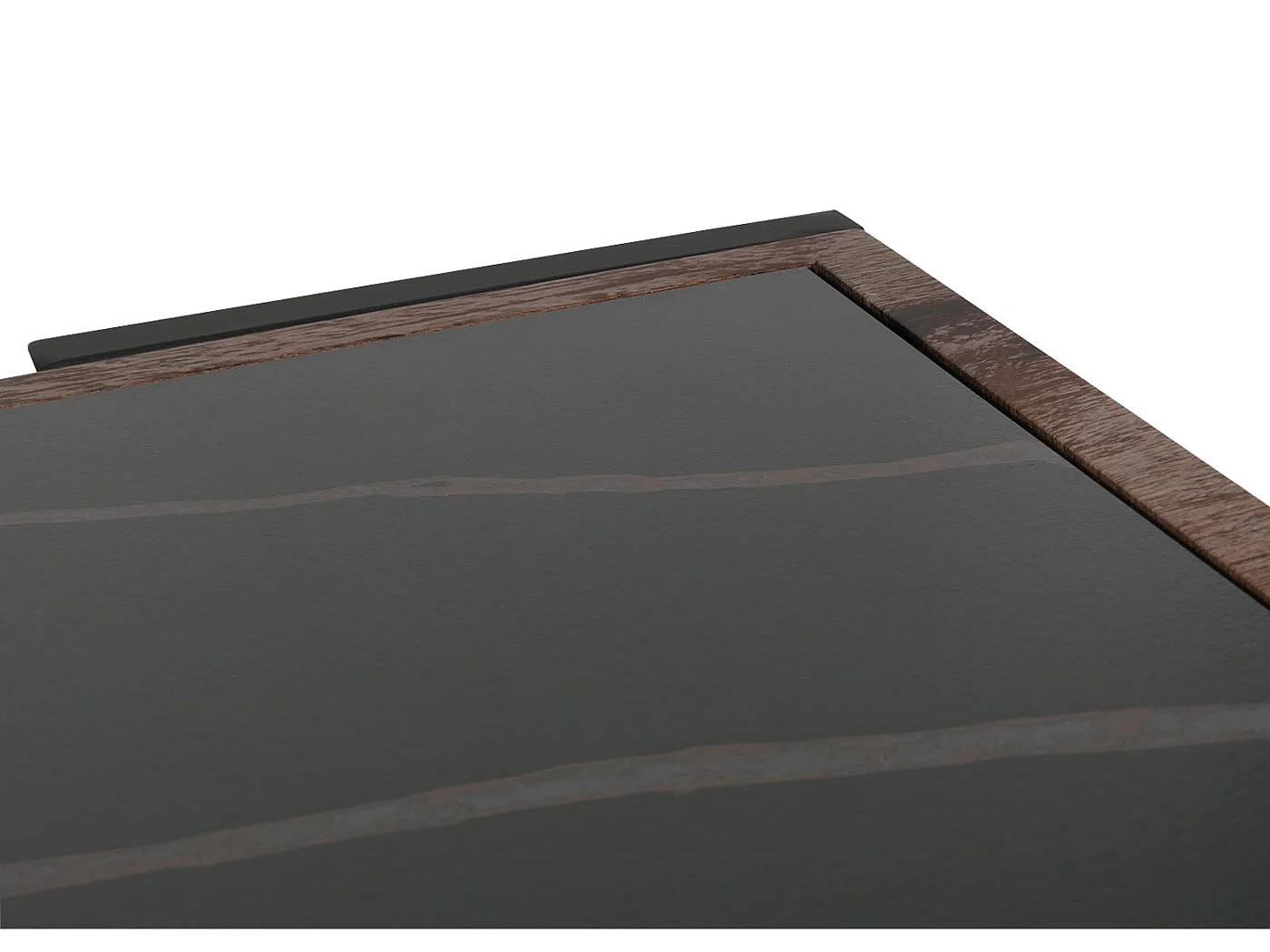 Couchtisch MCW-L89, Sofatisch Wohnzimmertisch, Eisen 43x120x64cm Sinterstein Marmor-Optik schwarz Holz dunkelbraun