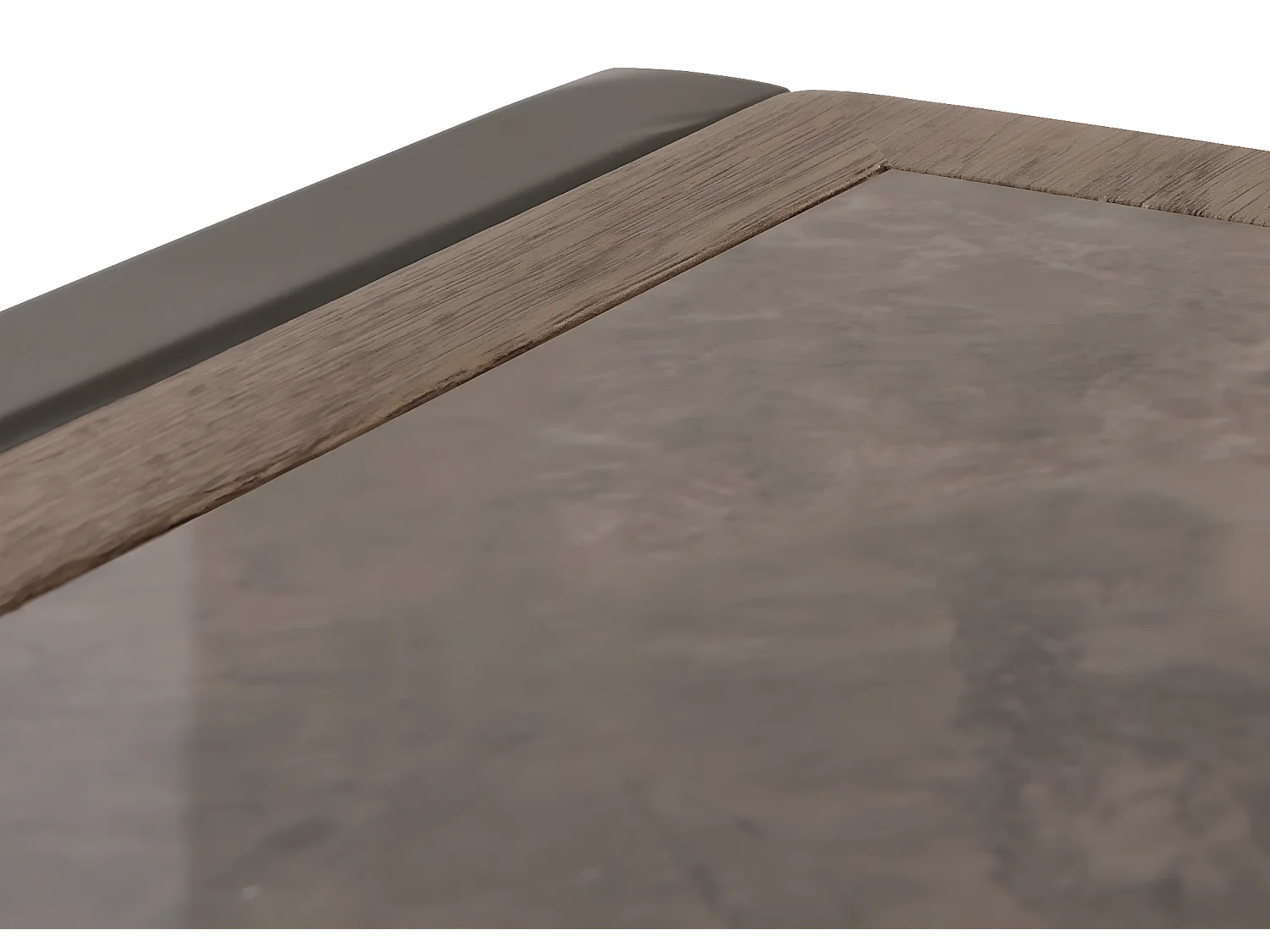 Tavolino salotto divano MCW-L89 43x120x64cm pietra sinterizzata MDF gambe nere legno grigio effetto marmo grigio marrone