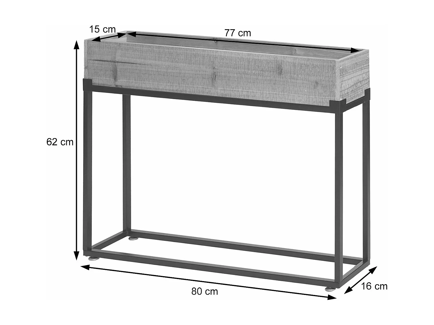 Verhoogde moestuinbak MCW-L32,  frame zwart, natuurlijke kleur