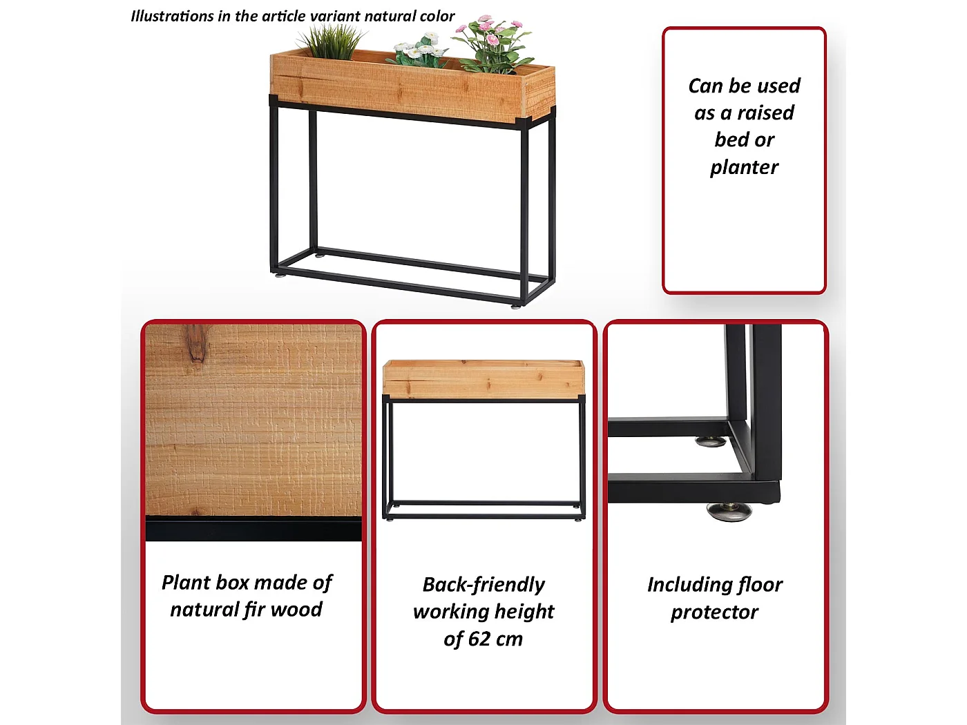Podwyższone łóżko MCW-L32,  rama czarna, kolor naturalny