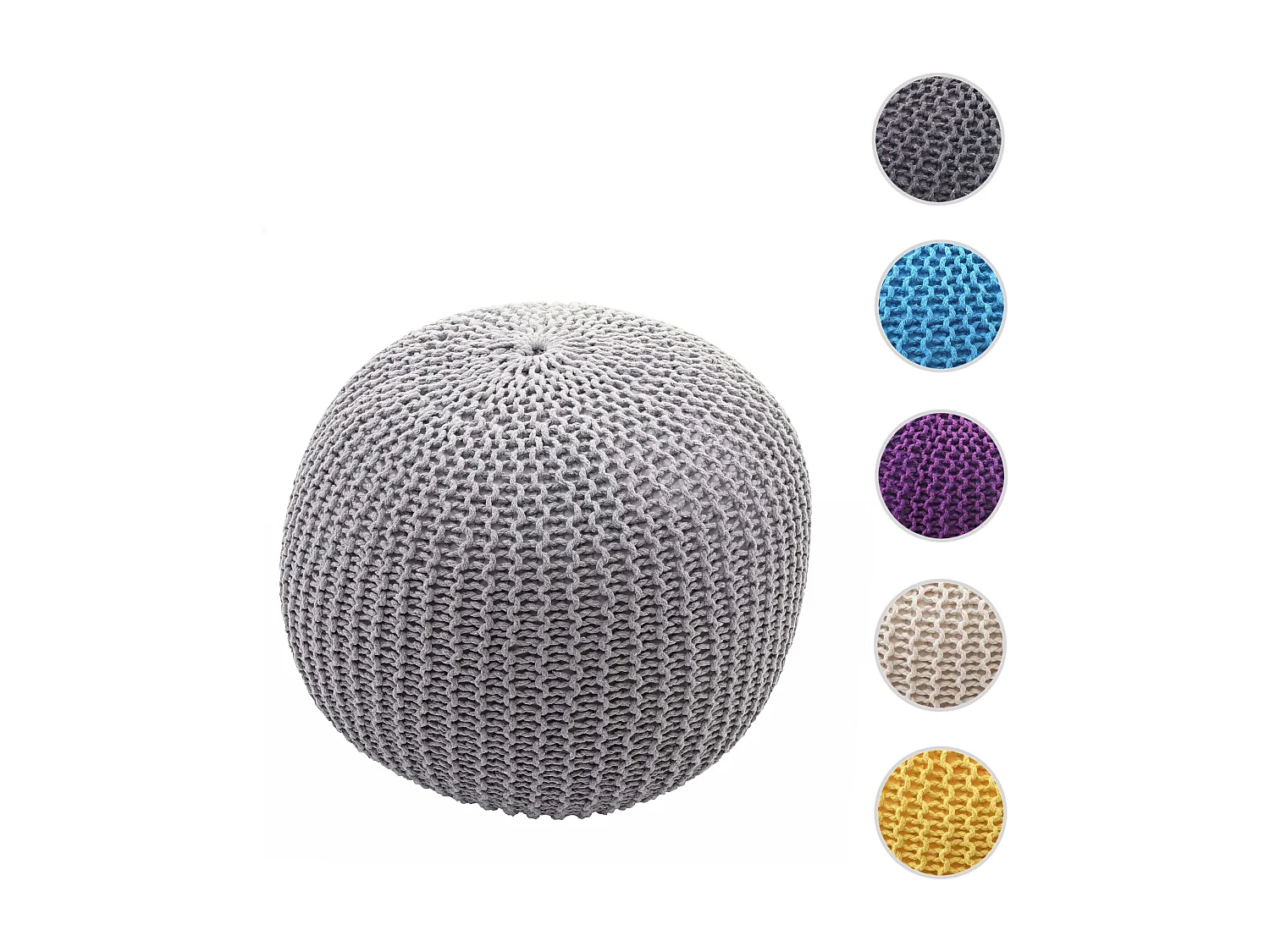 Pouf MCW-E16, Strickhocker Sitzhocker Strickpouf, Strickoptik 40x50cm, grau