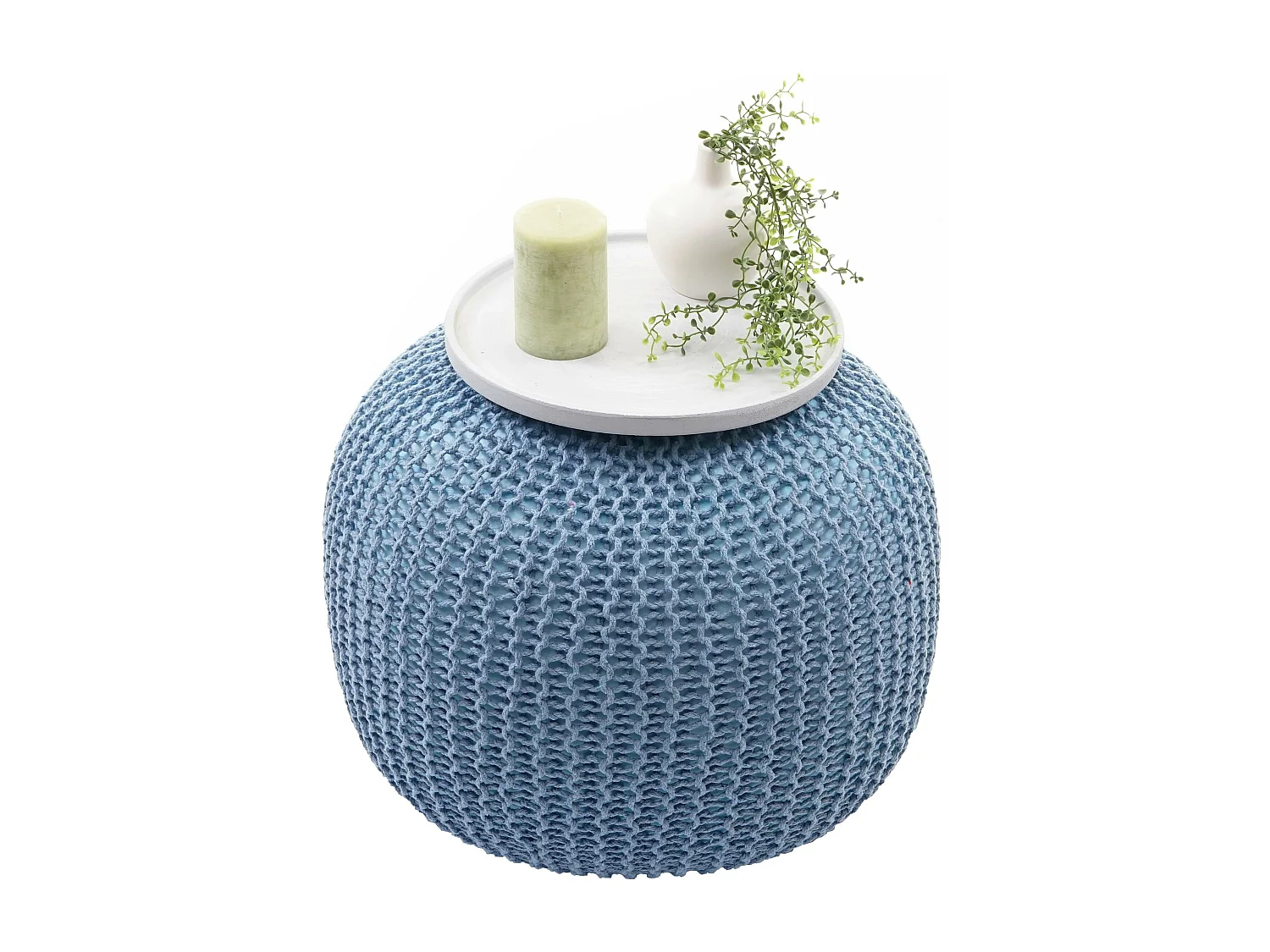 Pouf poggiapiedi MCW-E16 tessuto a maglia 40x50cm blu
