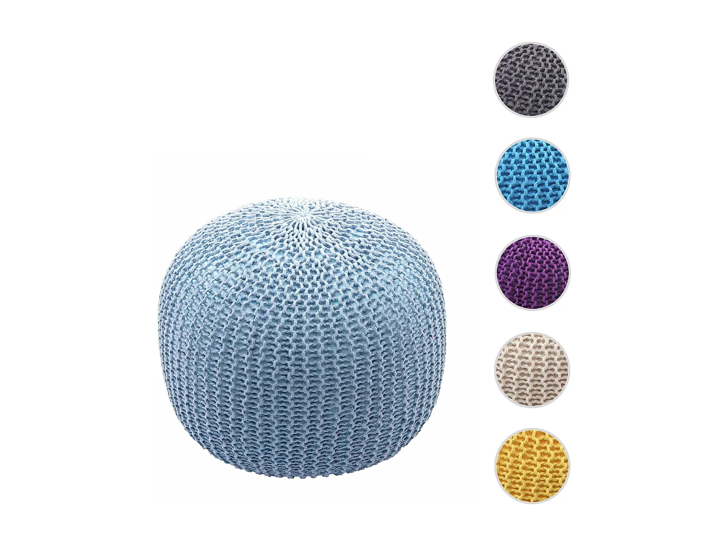 Pouf poggiapiedi MCW-E16 tessuto a maglia 40x50cm blu