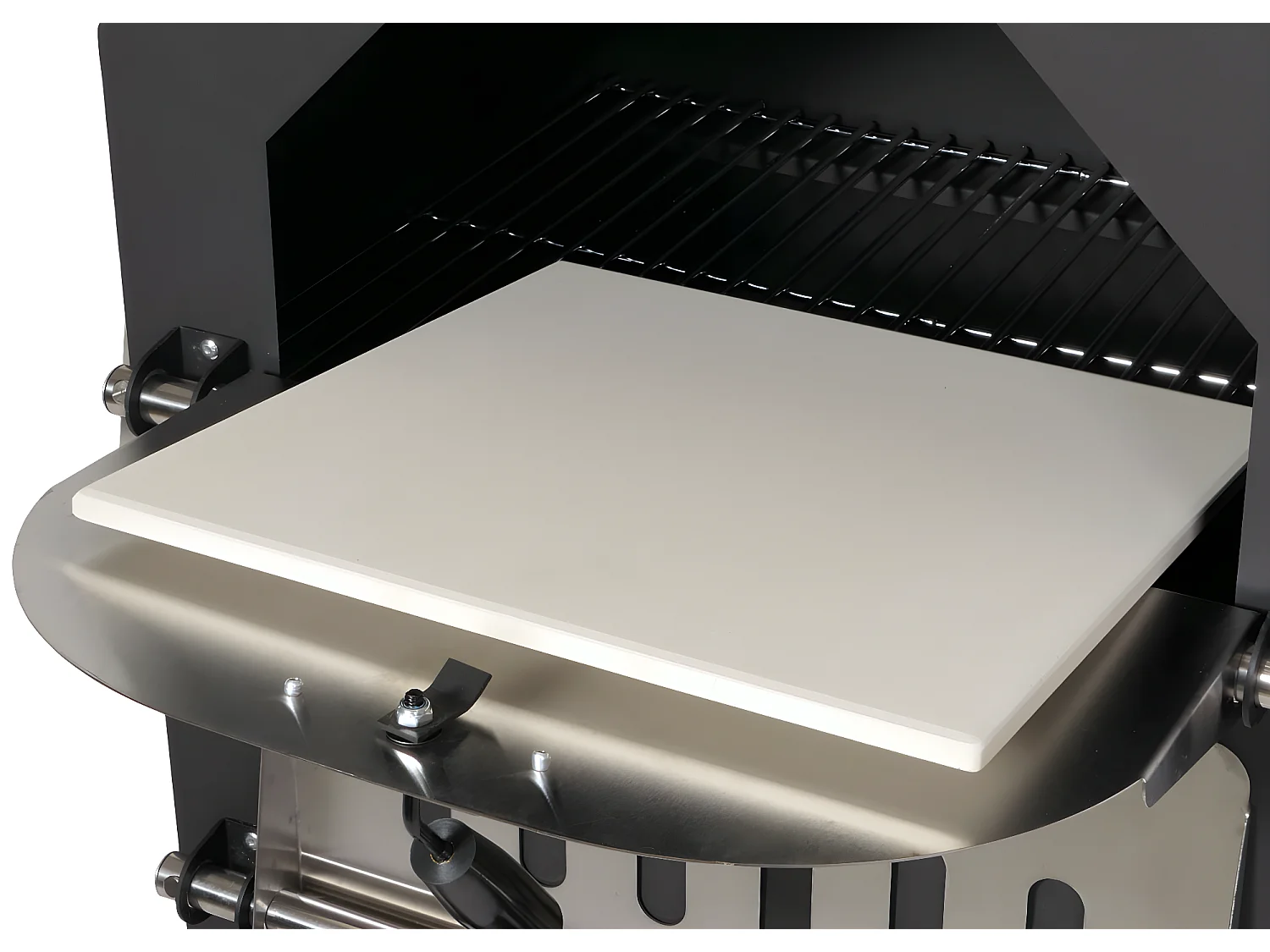 Forno per pizza da giardino doppia griglia pietra refrattaria con ruote MCW-N15 166x70x48cm acciaio nero