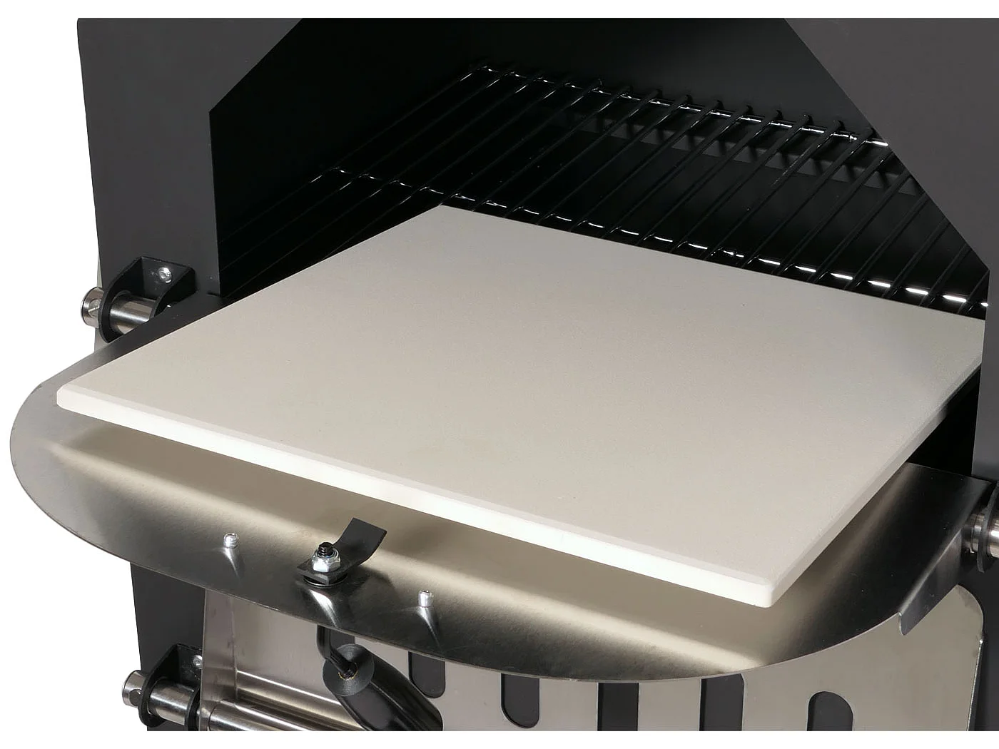 Holzkohlegrill MCW-N15, Pizzaofen Kaminofen, Grillrost Holzkohlerost Pizzastein, Stahl schwarz hochtemperaturlackiert