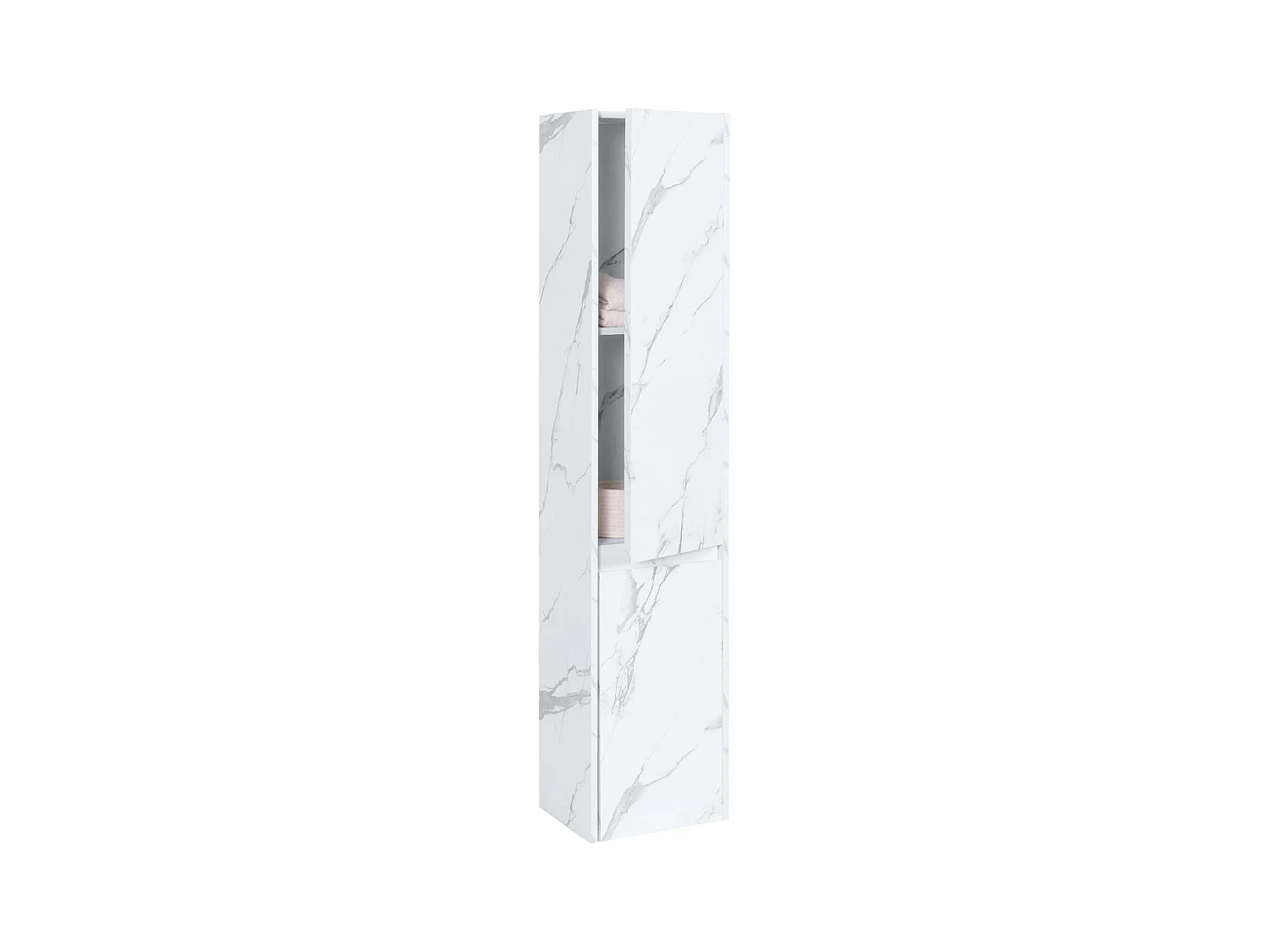 Armoire suspendue MCW-L86,  aspect marbre blanc