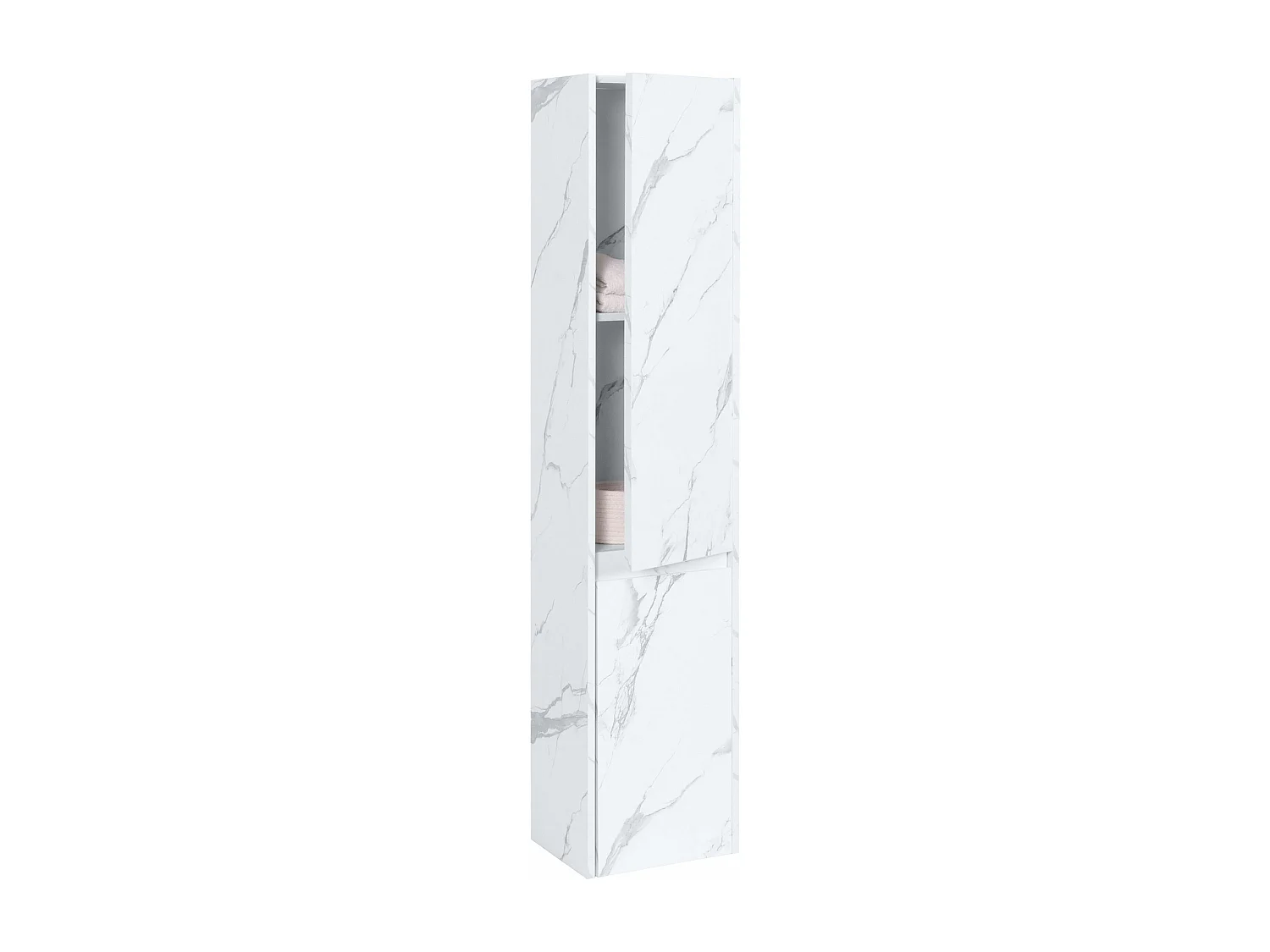 Armoire suspendue MCW-L86,  aspect marbre blanc