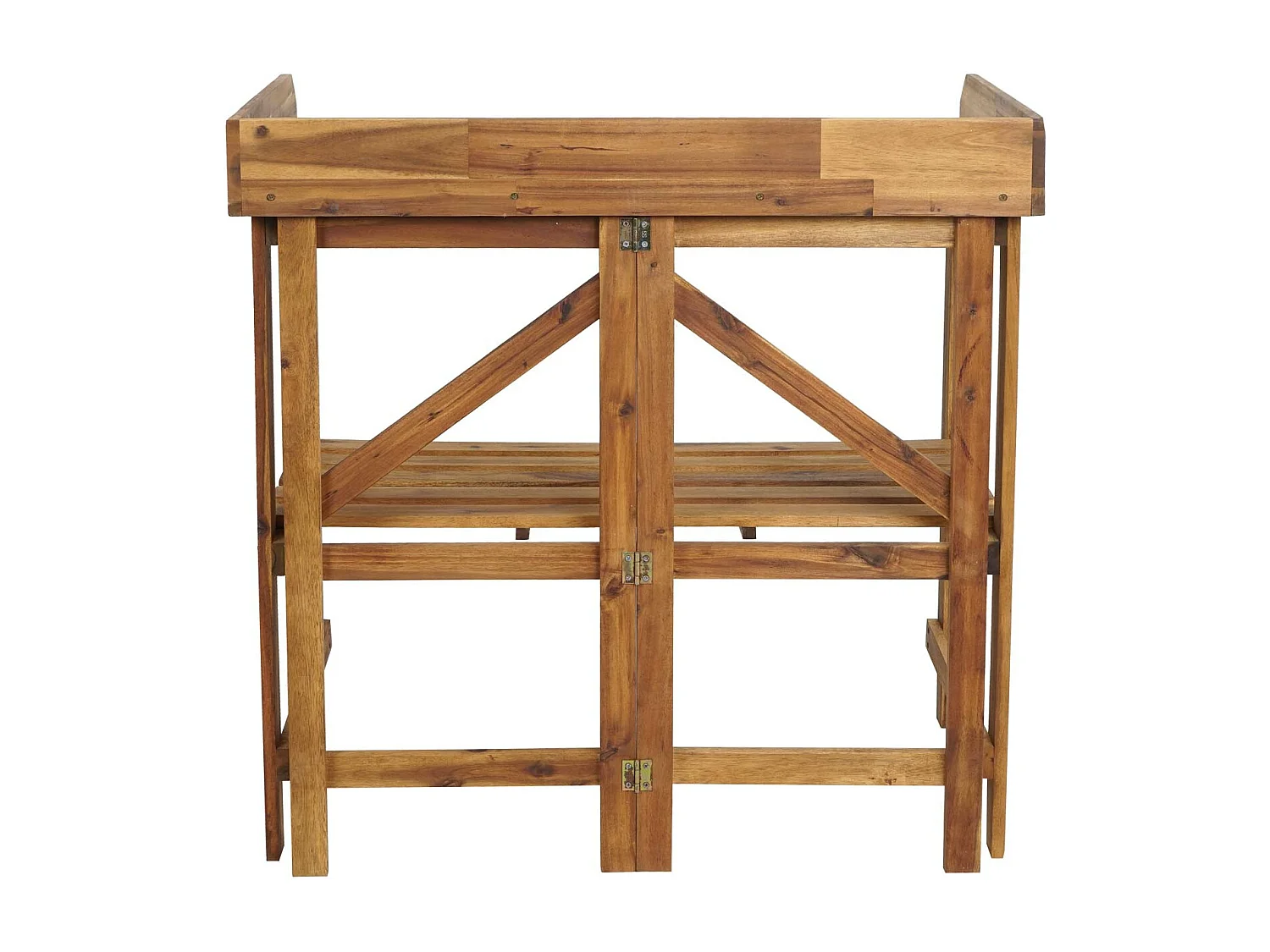 Tavolo da giardinaggio alto pieghevole da esterno MCW-L18 legno acacia 89x86x44cm legno naturale