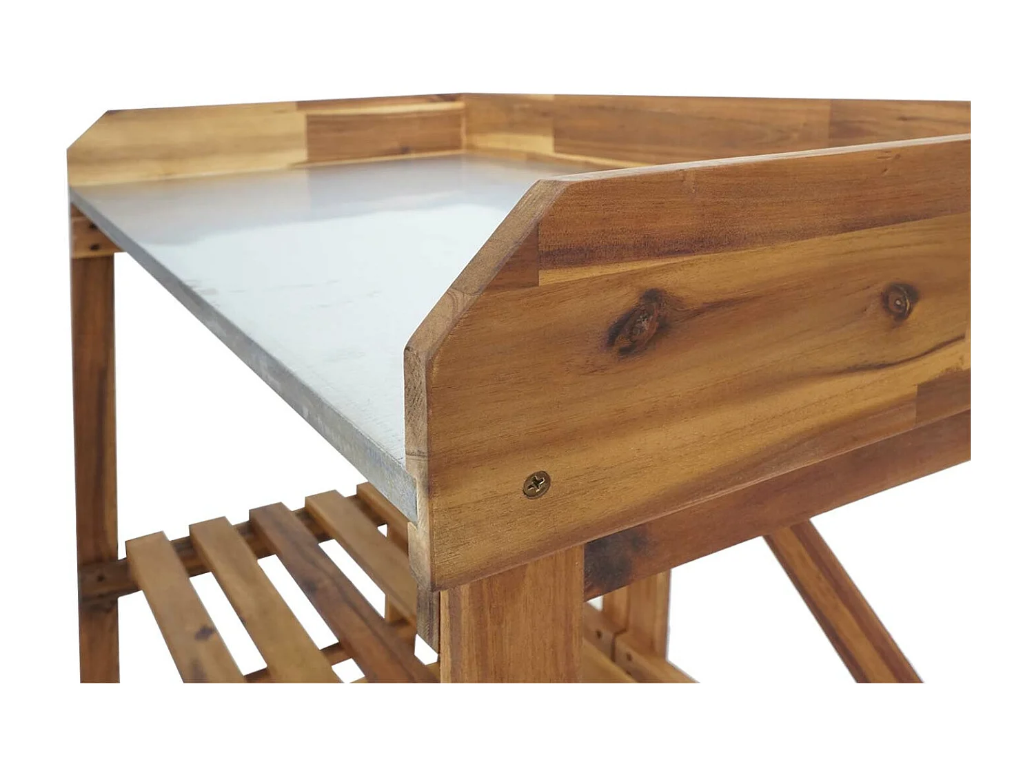 Tavolo da giardinaggio alto pieghevole da esterno MCW-L18 legno acacia 89x86x44cm legno naturale