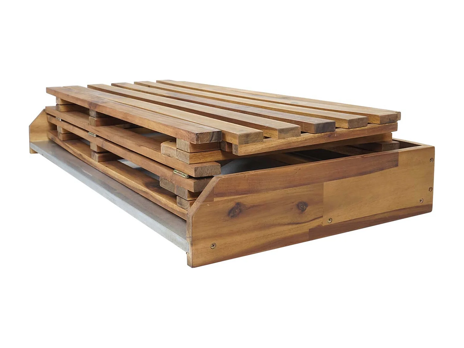 Tavolo da giardinaggio alto pieghevole da esterno MCW-L18 legno acacia 89x86x44cm legno naturale