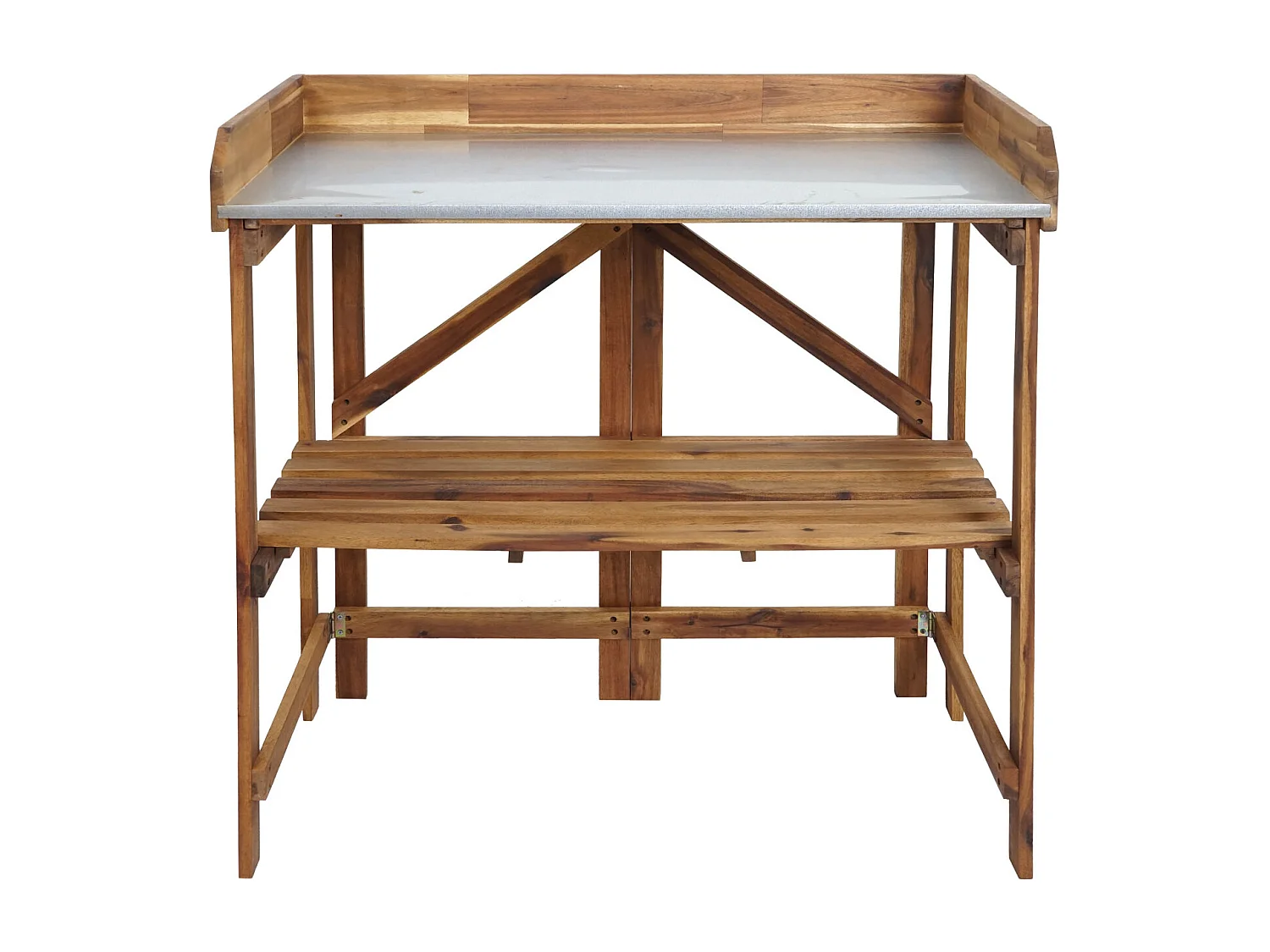 Pflanztisch MCW-L18, Gärtnertisch Blumentisch Pflanzregal, zusammenklappbar Outdoor Akazie Holz MVG-zertifiziert, braun