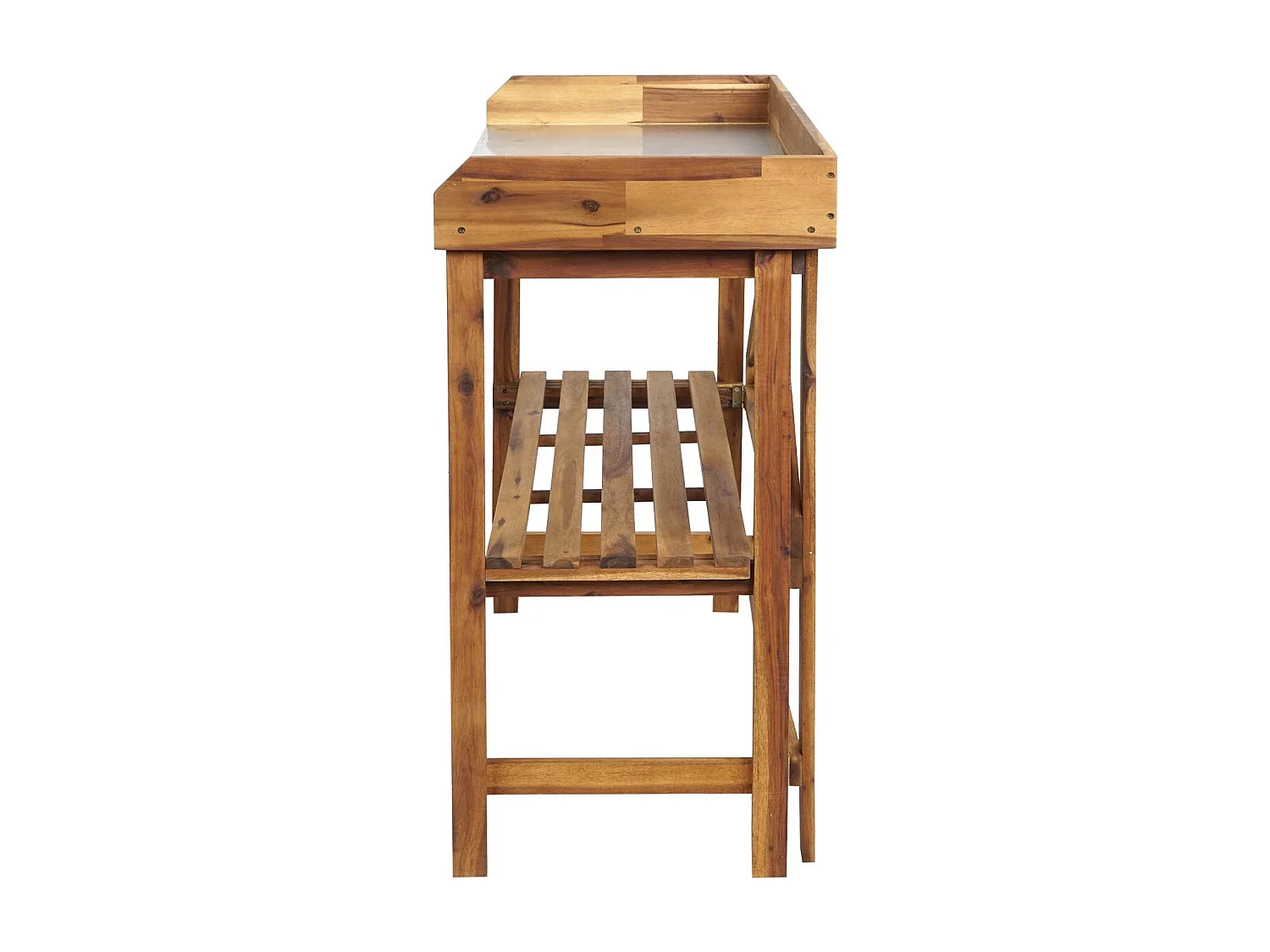 Pflanztisch MCW-L18, Gärtnertisch Blumentisch Pflanzregal, zusammenklappbar Outdoor Akazie Holz MVG-zertifiziert, braun