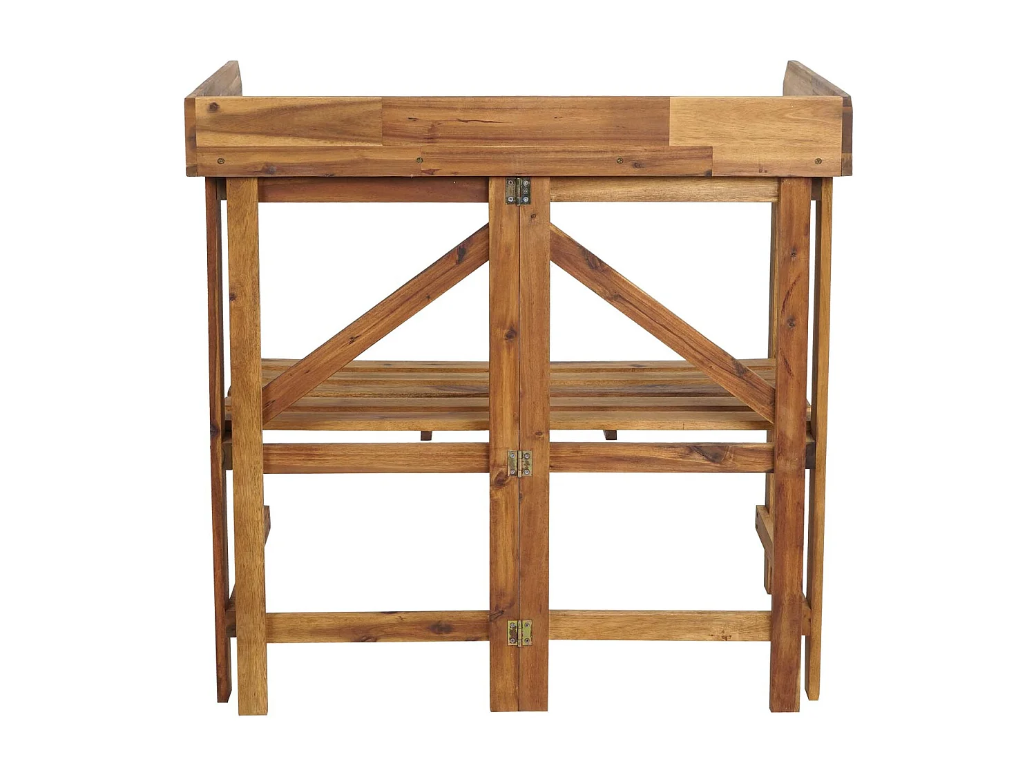 Pflanztisch MCW-L18, Gärtnertisch Blumentisch Pflanzregal, zusammenklappbar Outdoor Akazie Holz MVG-zertifiziert, braun