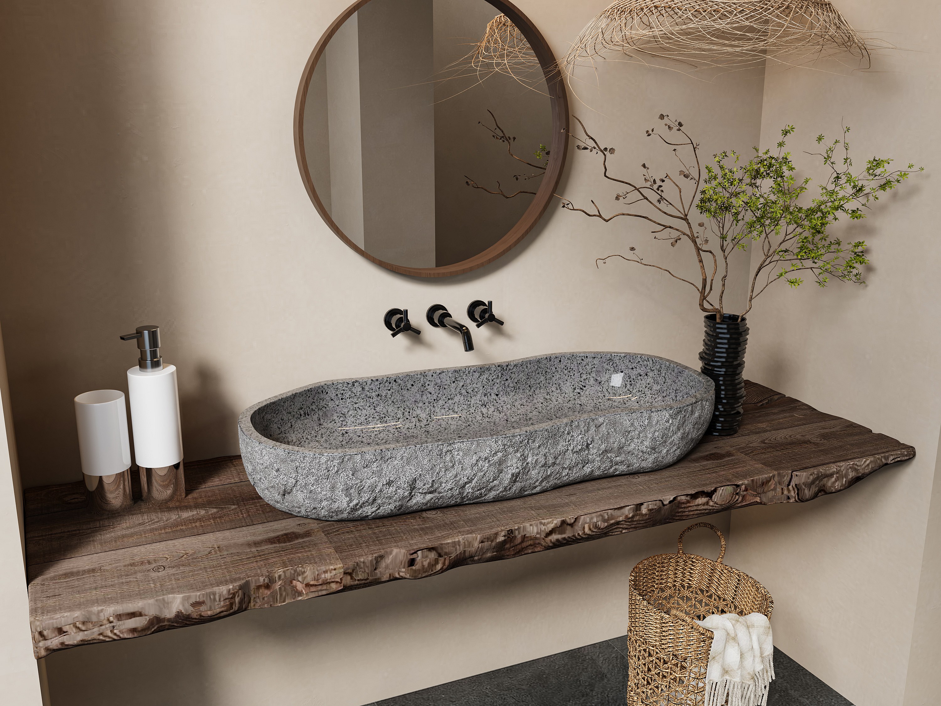 Lavabo In Pietra Naturale Colore Grigio PIEDRI