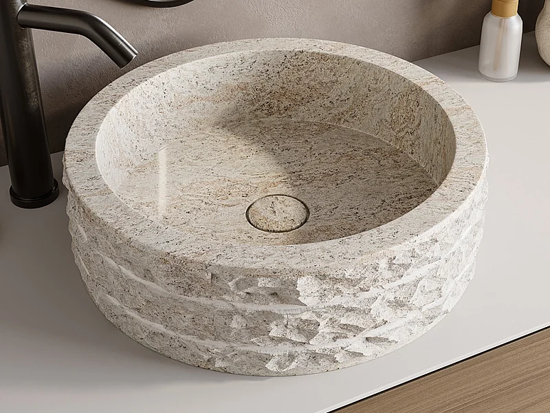 Lavabo de mármol - Color crema - D40 cm - CIRILA