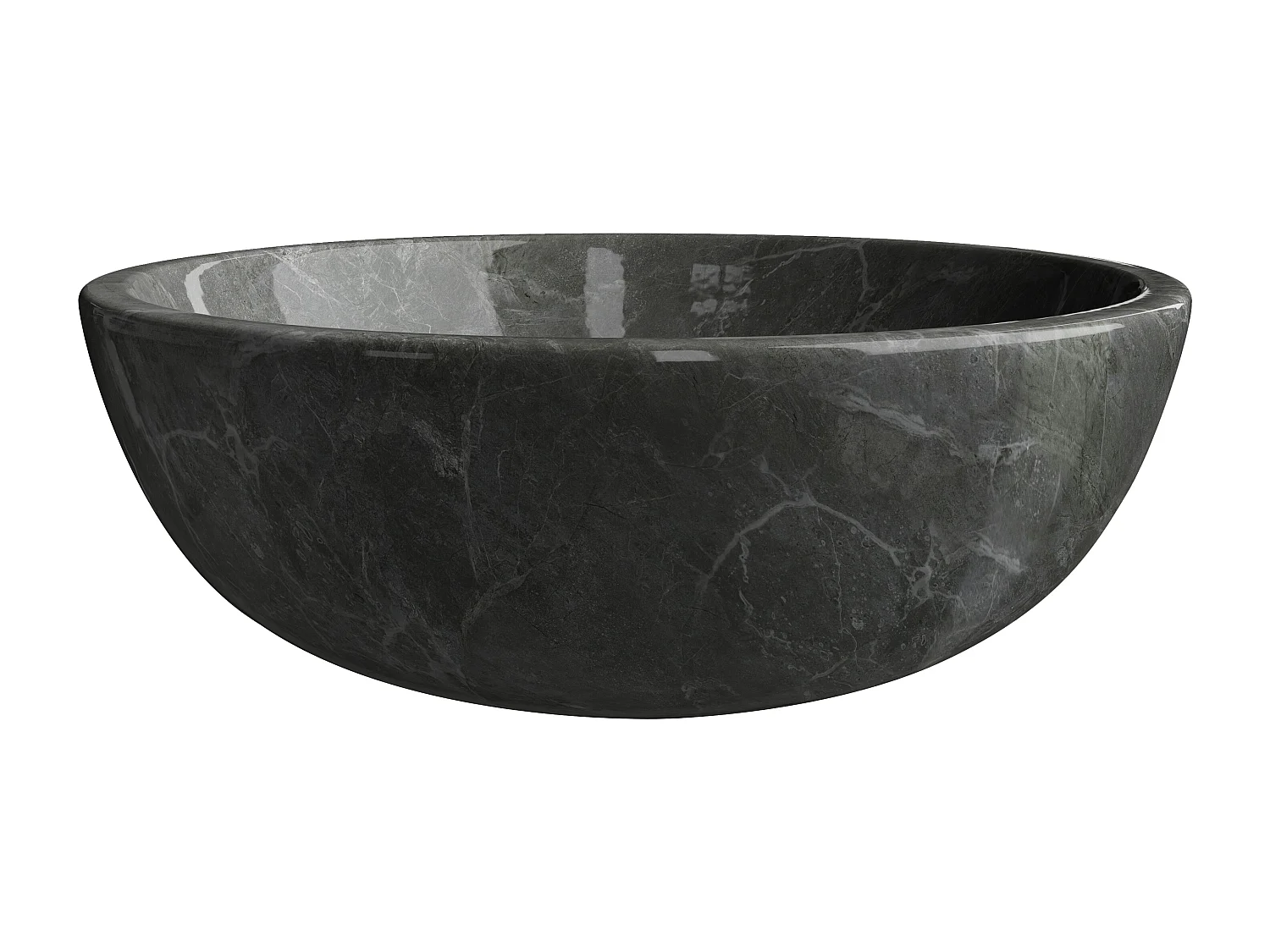 Vask til at sætte ovenpå i marmor - Sort farve - D40 cm - LAVINO