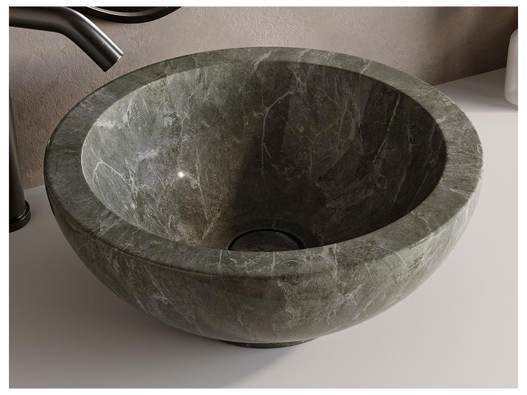 Umywalka nablatowa z marmuru - Czarny - śr. 35 cm - BERATI