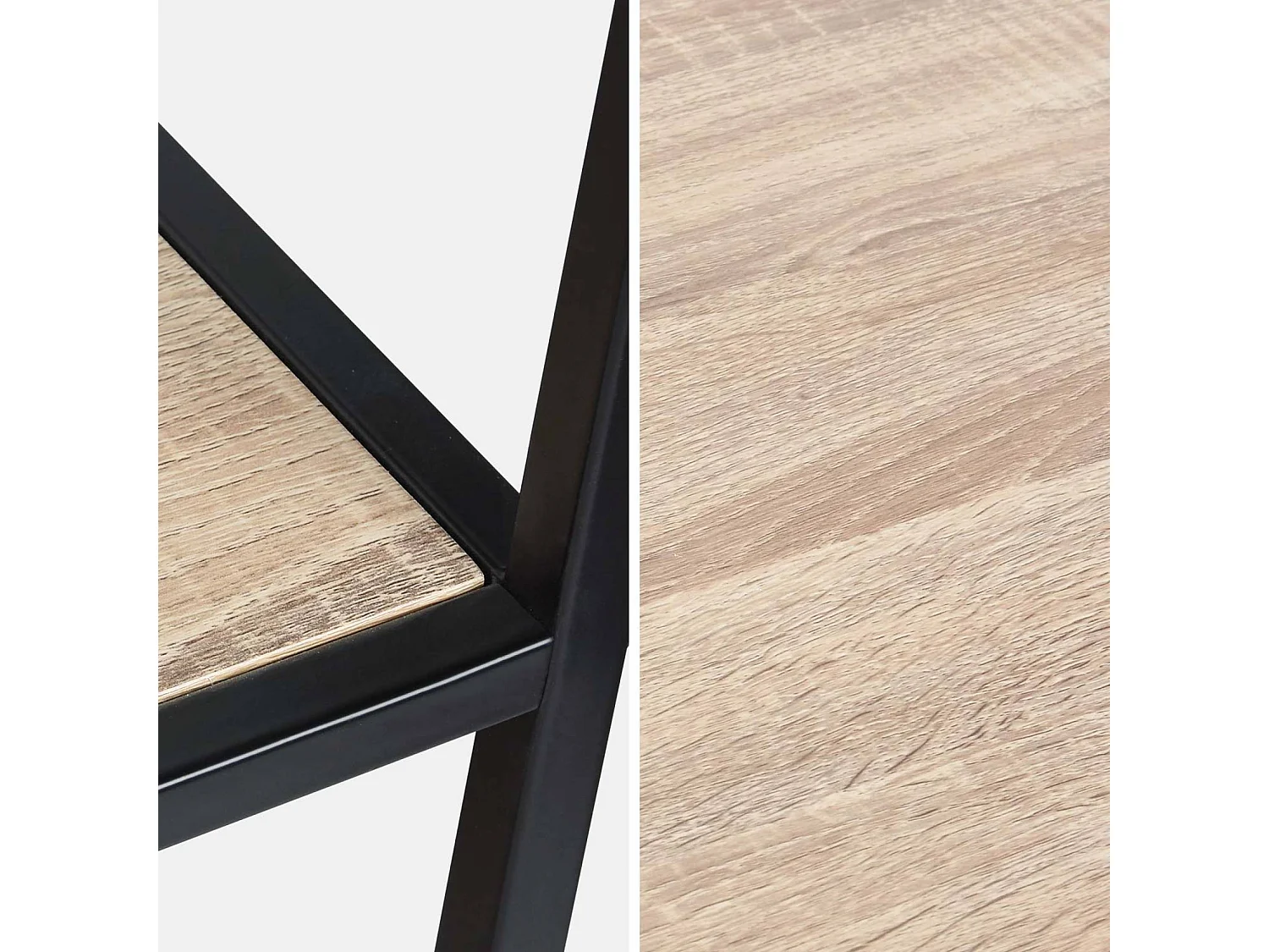 Etagère en métal noir et décor bois - Loft - bibliothèque 6 niveaux. L 77 x l 33 x H 185cm