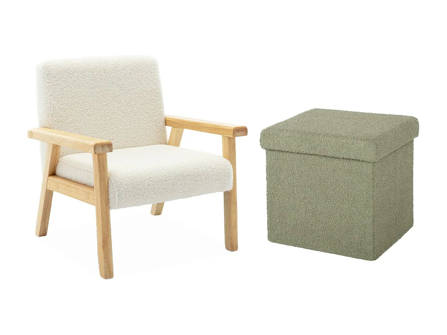 Taburete infantil borreguito, set de 2 verde