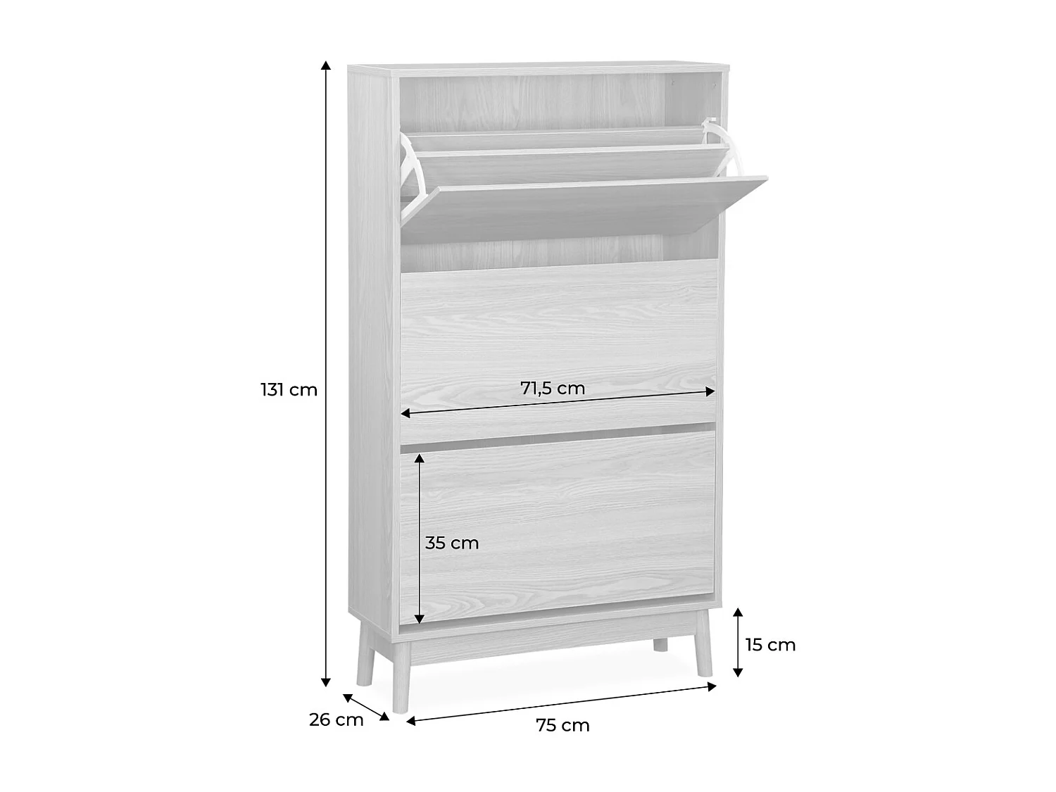 Mueble zapatero escandinavo, decoración en madera natural