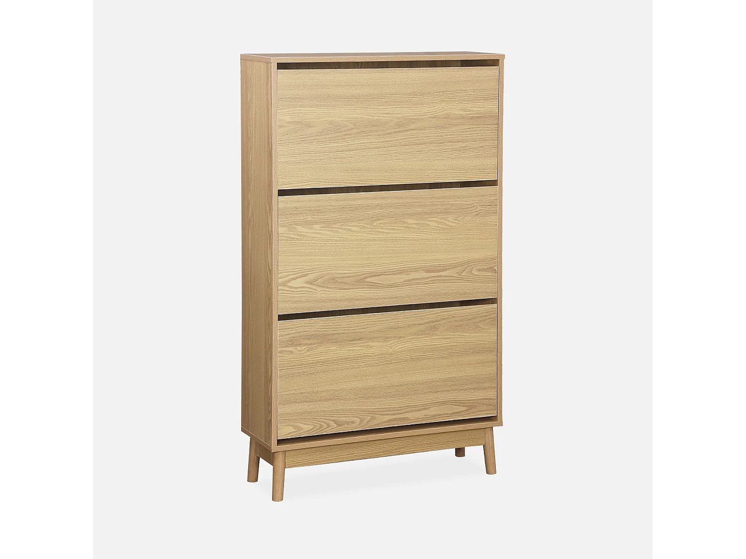 Mueble zapatero escandinavo, decoración en madera natural