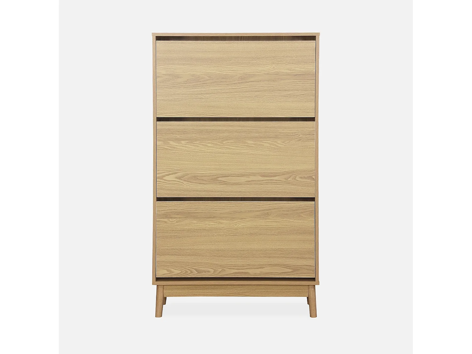 Mueble zapatero escandinavo, decoración en madera natural