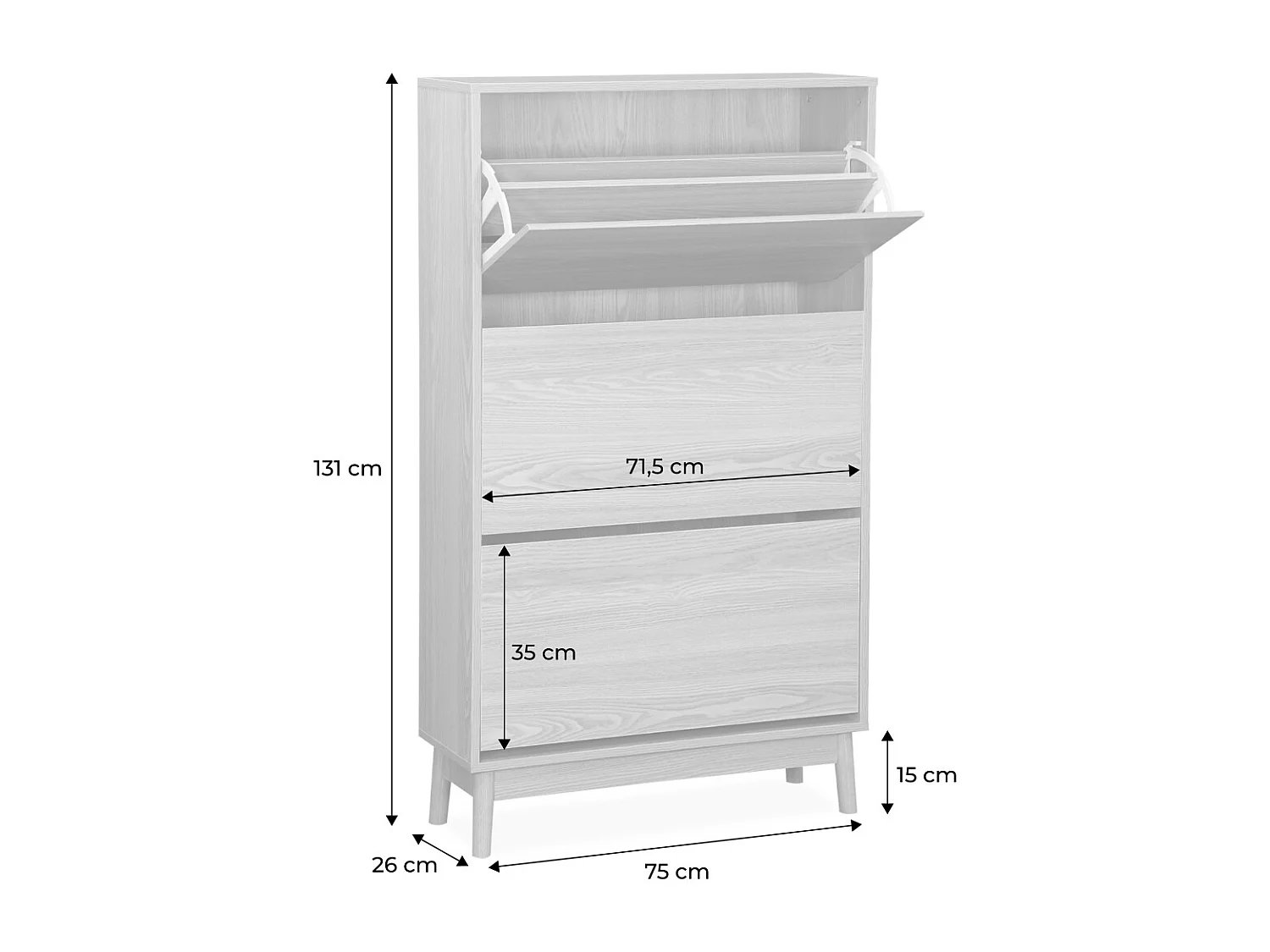 Mueble zapatero escandinavo, decoración en madera natural