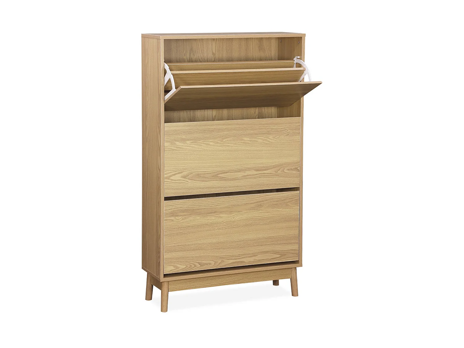 Scarpiera scandinava in legno, 3 ante Marrone naturale - 26x75x131 cm