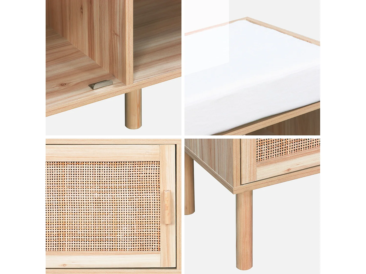 Mobili da ingresso in canna e effetto legno, marrone naturale