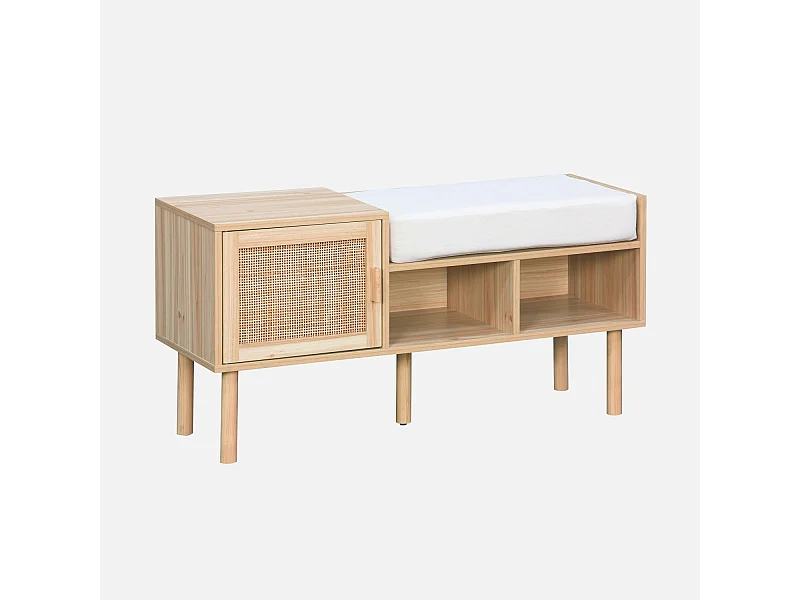 Mobili da ingresso in canna e effetto legno, marrone naturale