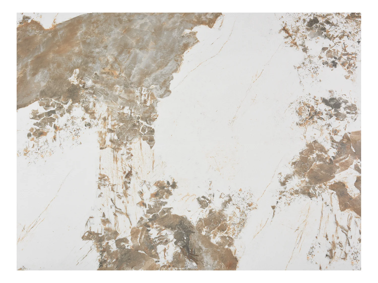 Table à manger extensible 6 à 10 personnes en verre trempé, céramique et métal doré - Effet marbre blanc et taupe - LOZIPA de Maison Céphy