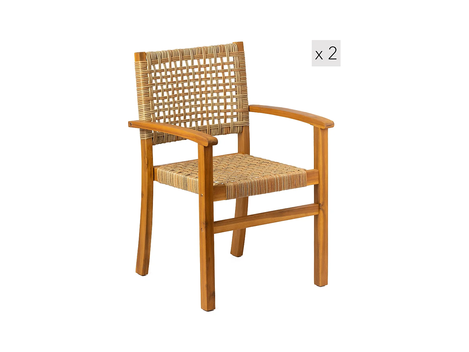 Nordlys - Lot de 2 Chaises de Jardin en Acacia Massif et Corde