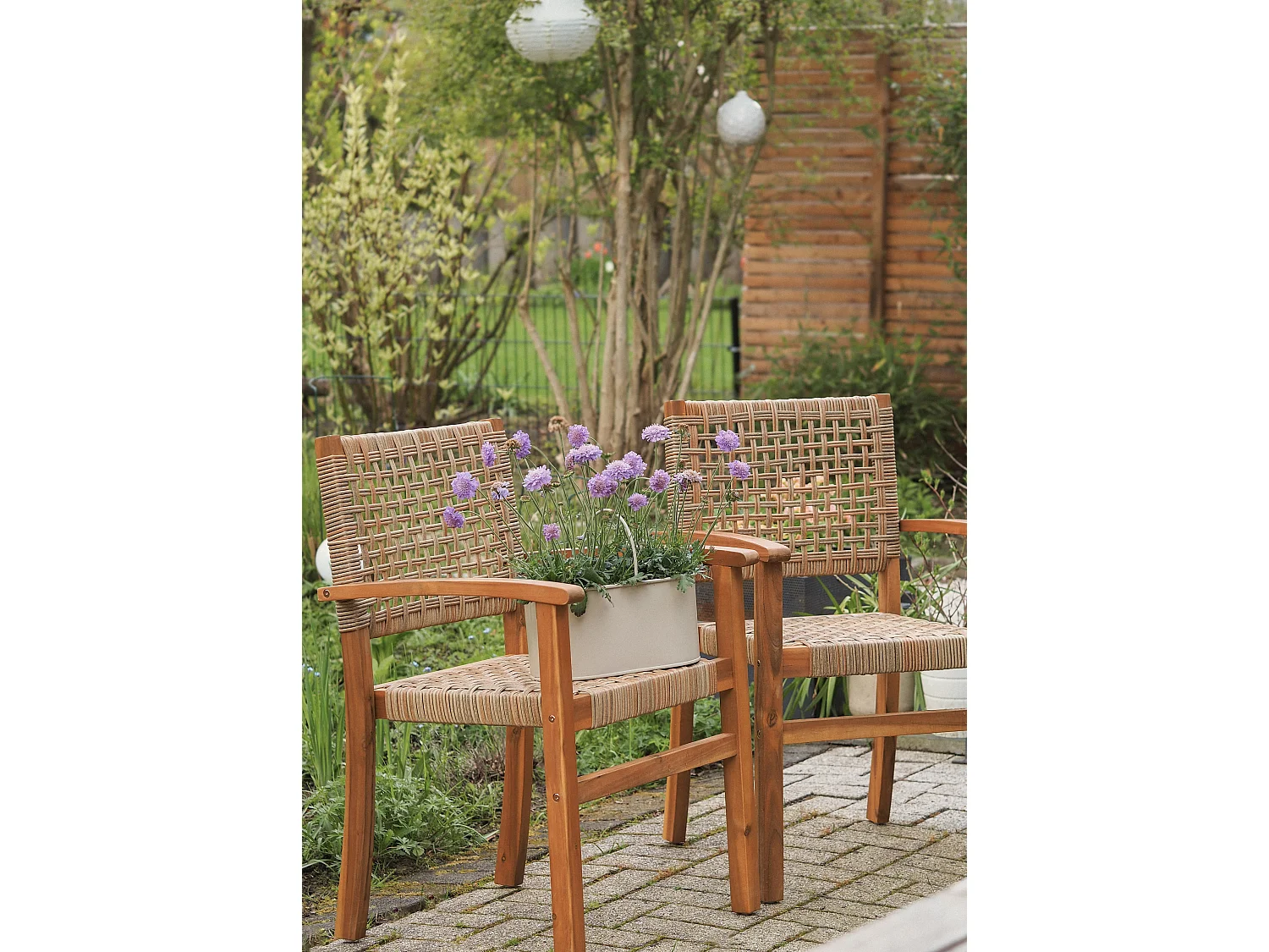 Nordlys - Lot de 2 Chaises de Jardin en Acacia Massif et Corde