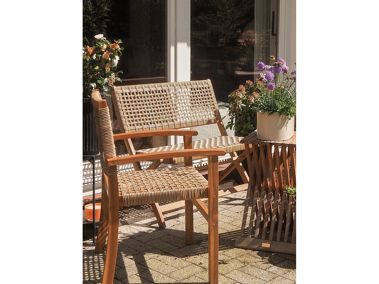 Nordlys - Lot de 2 Chaises de Jardin en Acacia Massif et Corde